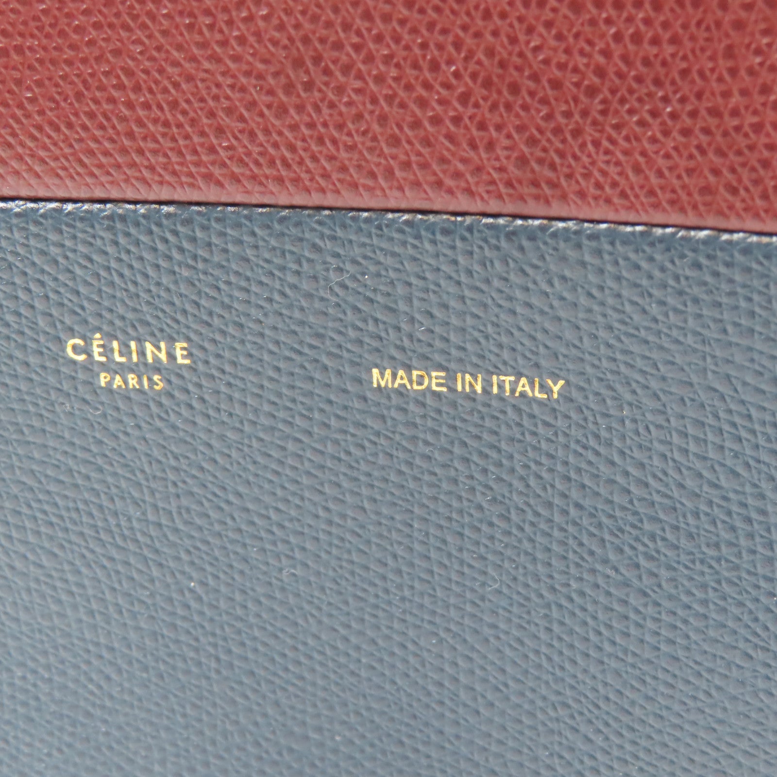 CELINE 【激減優惠】牛皮皮革Vertical Bi-Cabas Tote Bag金扣手挽肩背兩用袋紅色/深藍色