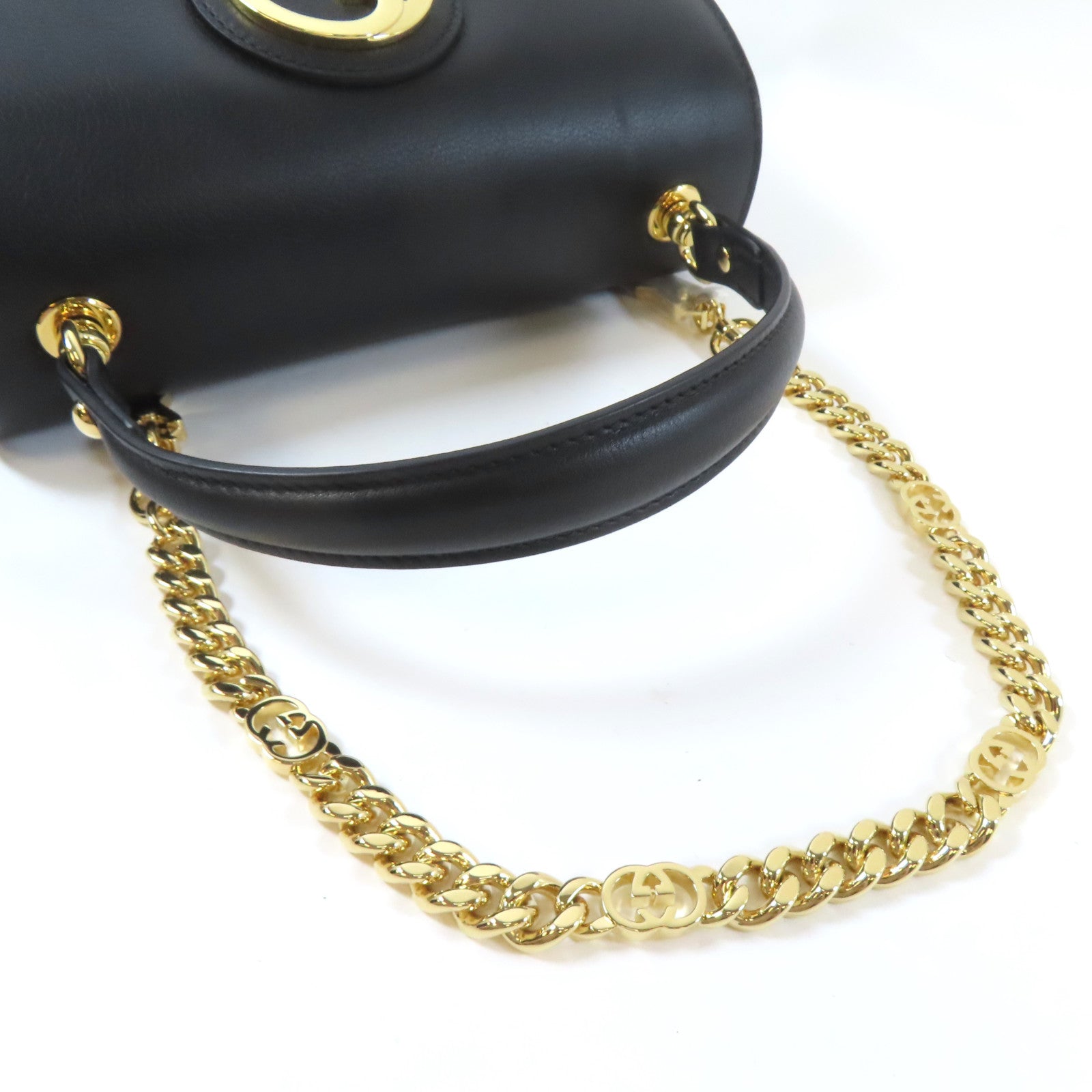 GUCCI 【激減優惠】牛皮皮革Blondie Top Handle金扣手挽肩背兩用袋黑色