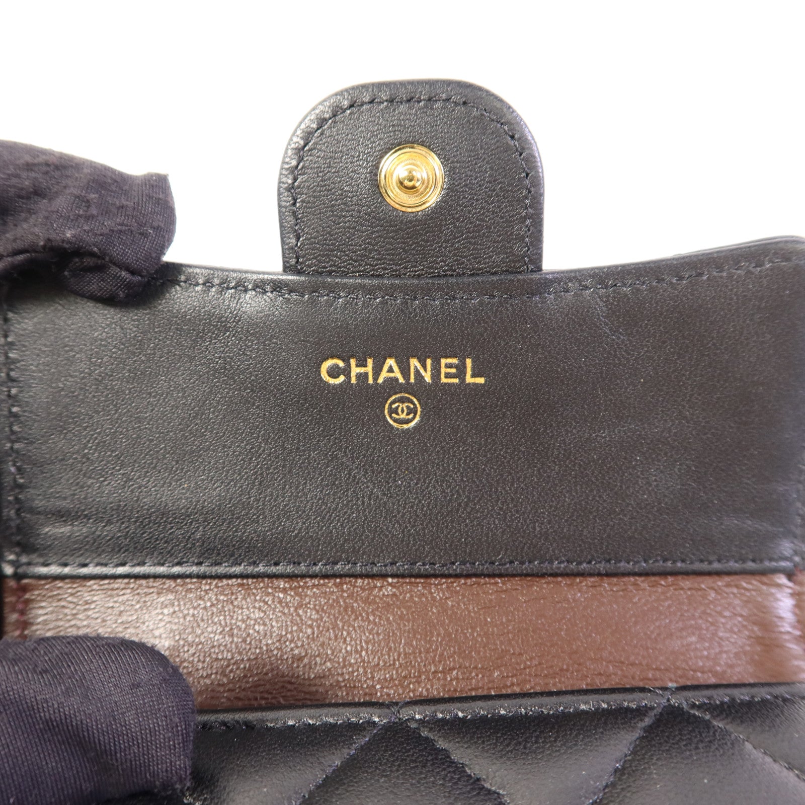 CHANEL 羊皮皮革Trifold Wallet金扣錢包