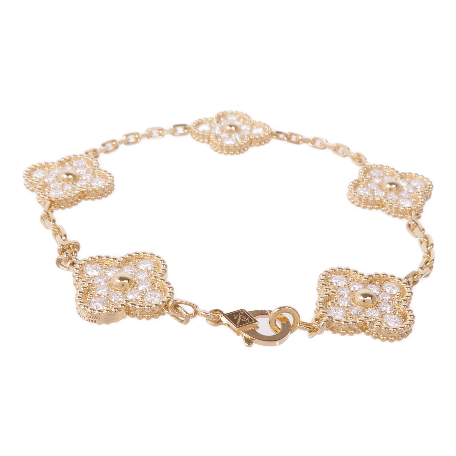 Van Cleef & Arpels 18K黃金Vintage Alhambra Diamond Bracelet鑽石手鏈