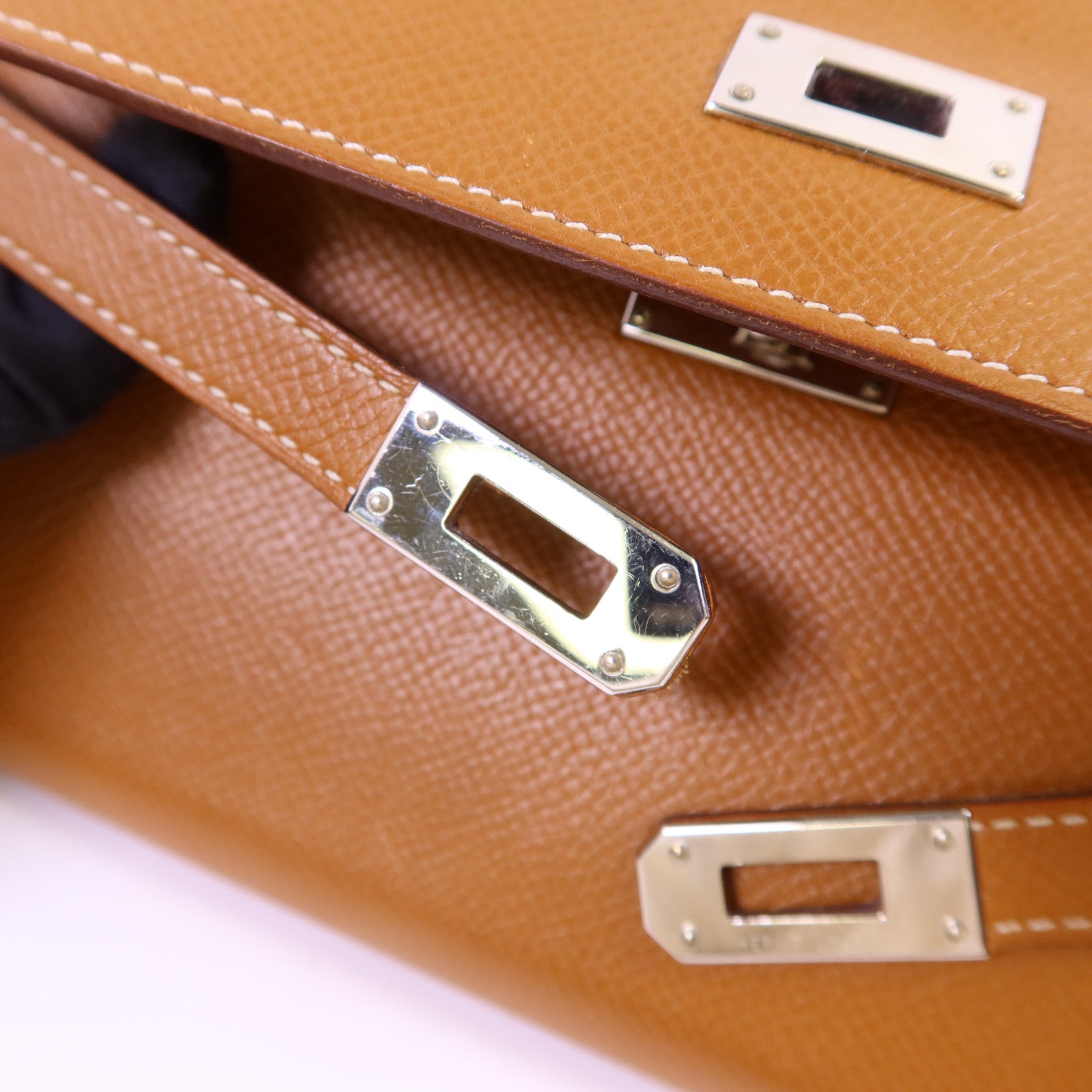 HERMES Epsom皮革Kelly Wallet銀扣長錢包Gold