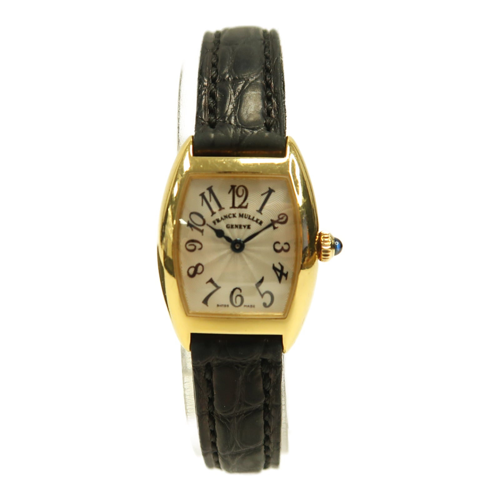 FRANCK MULLER Curvex 2500 QZ 18K黃金/皮革手錶石英機芯金色