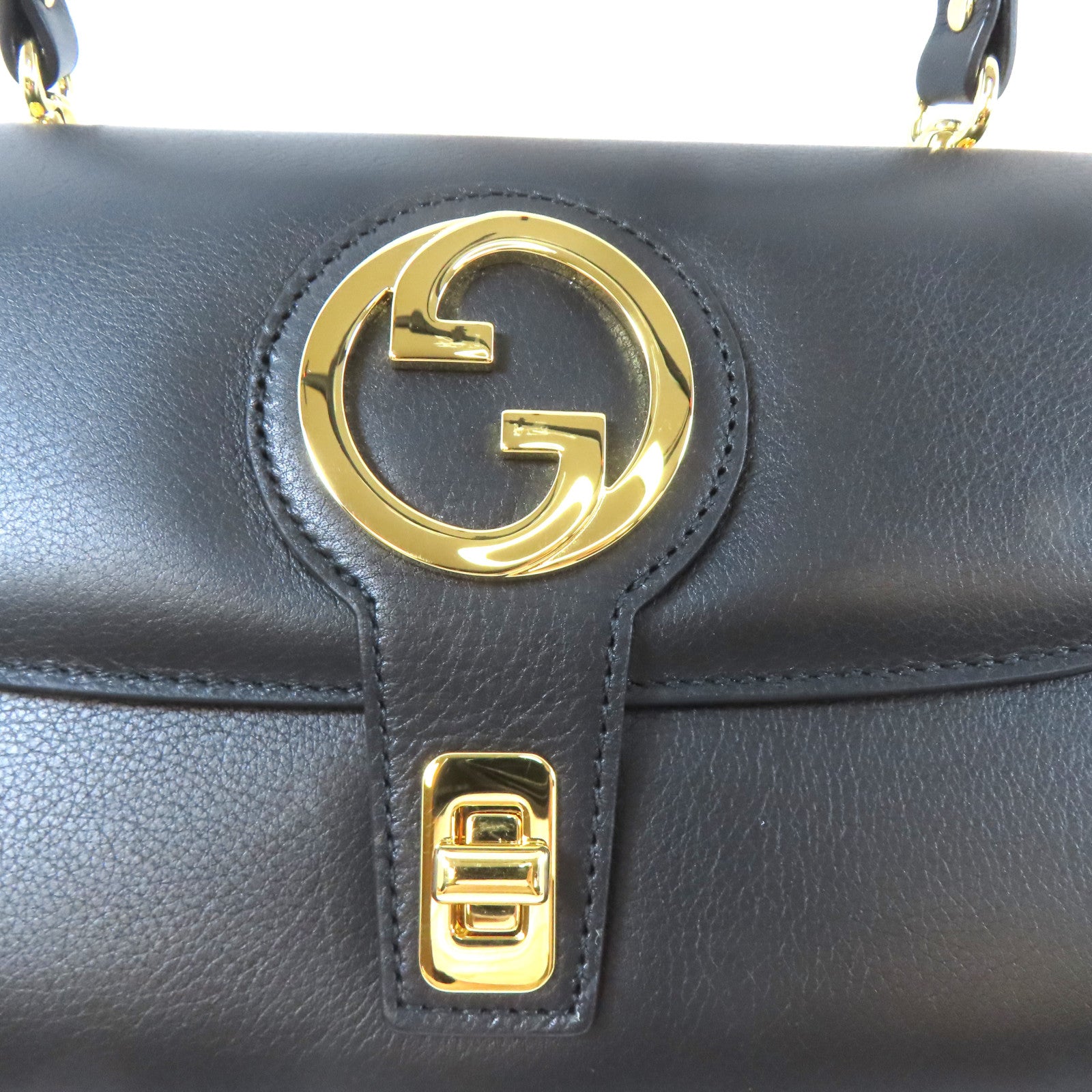 GUCCI 【激減優惠】牛皮皮革Blondie Top Handle金扣手挽肩背兩用袋黑色