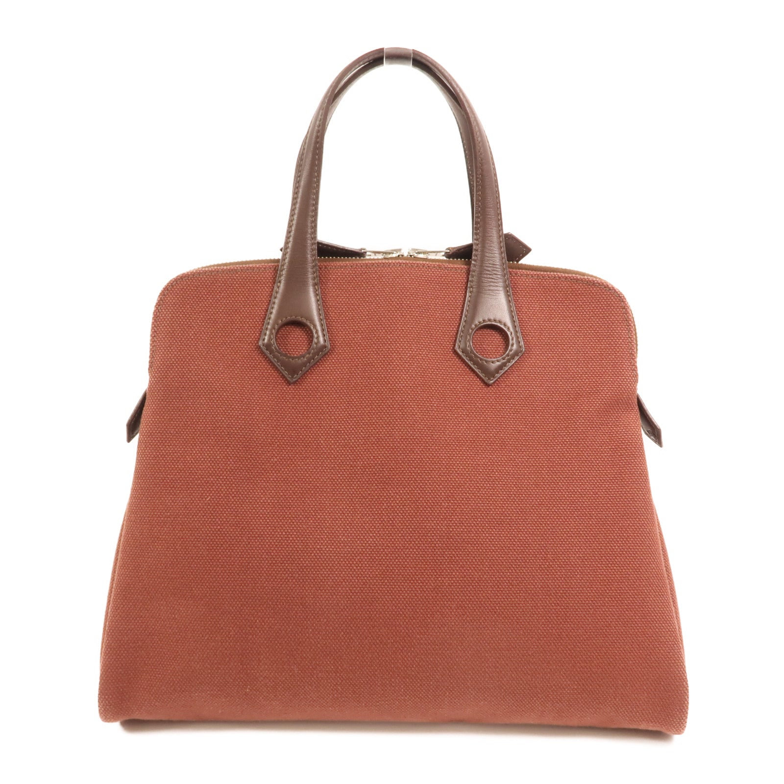 HERMES 帆布Heeboo Bag銀扣手挽袋Bordeaux