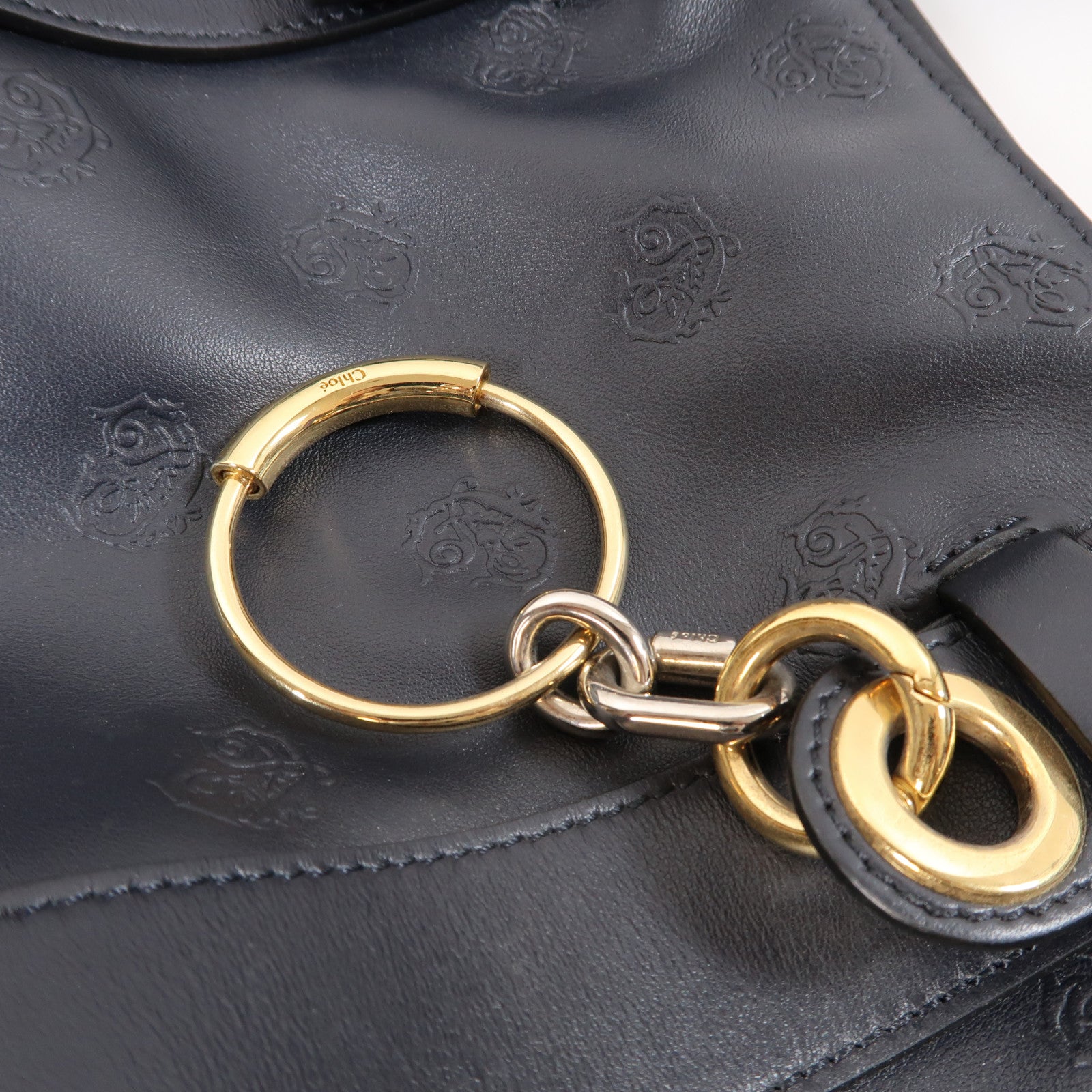 Chloe 牛皮皮革Shoulder Bag金扣肩背袋黑色