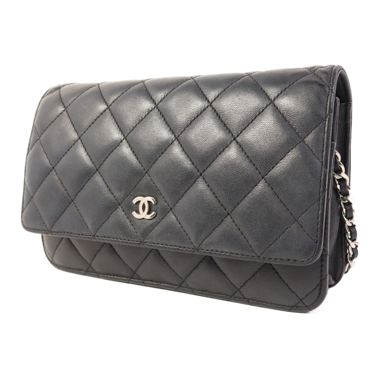 CHANEL 皮革WOC Wallet On Chain銀扣鏈帶肩背袋