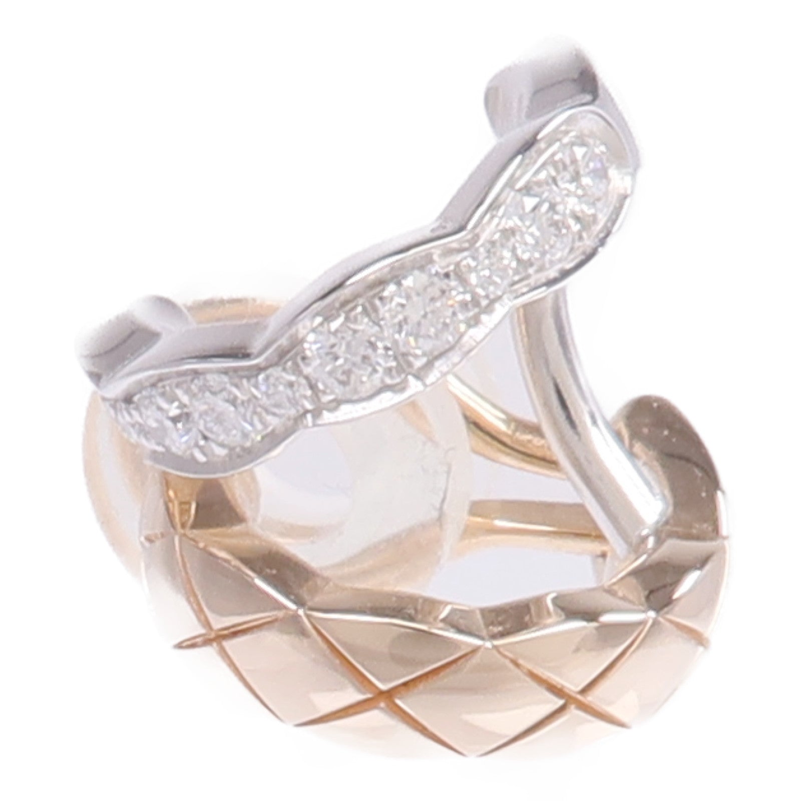 CHANEL 18K白金/玫瑰金Coco Crush Earring Cilp鑽石耳環