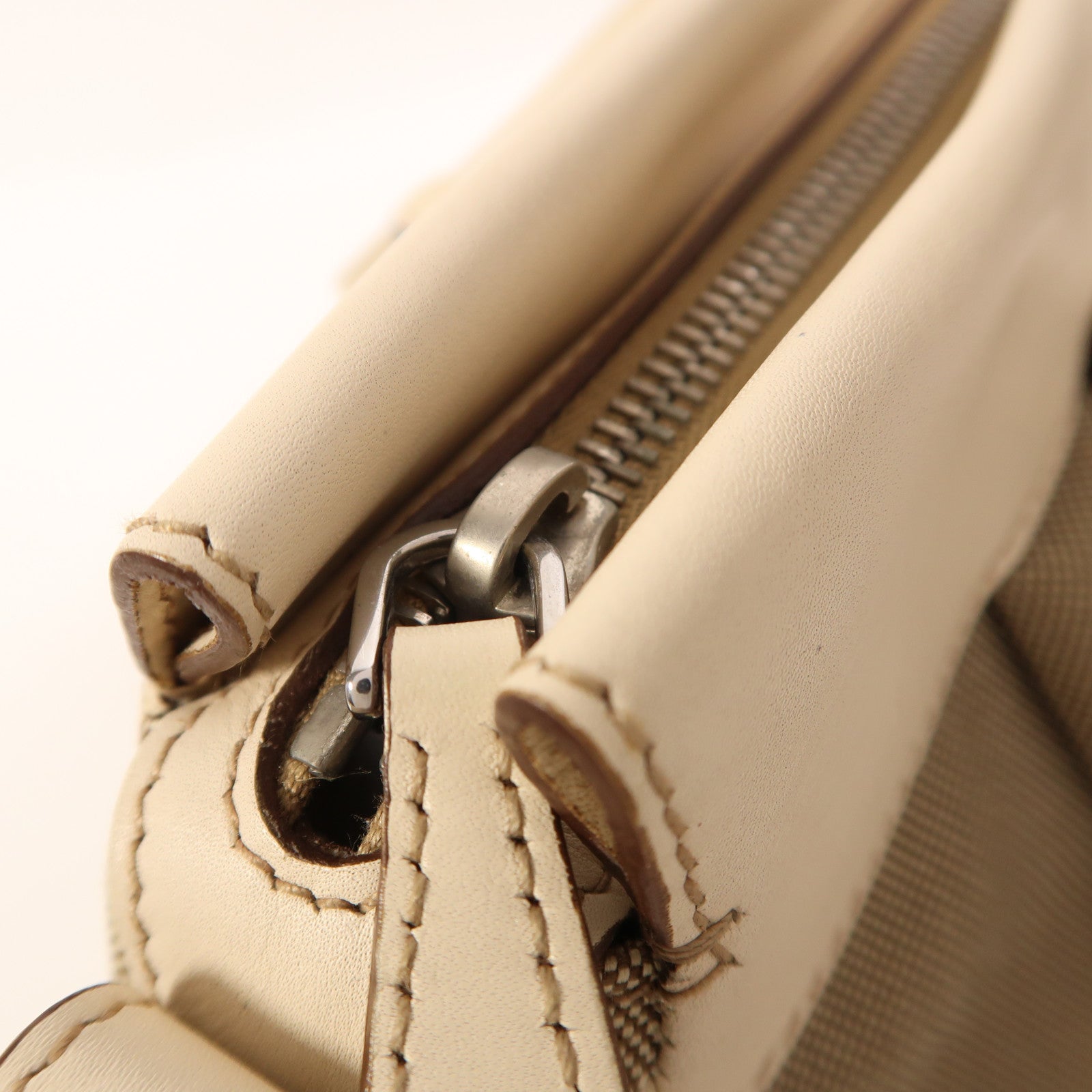 PRADA 【激減優惠】帆布/牛皮皮革2 Way Shoulder銀扣手挽肩背兩用袋