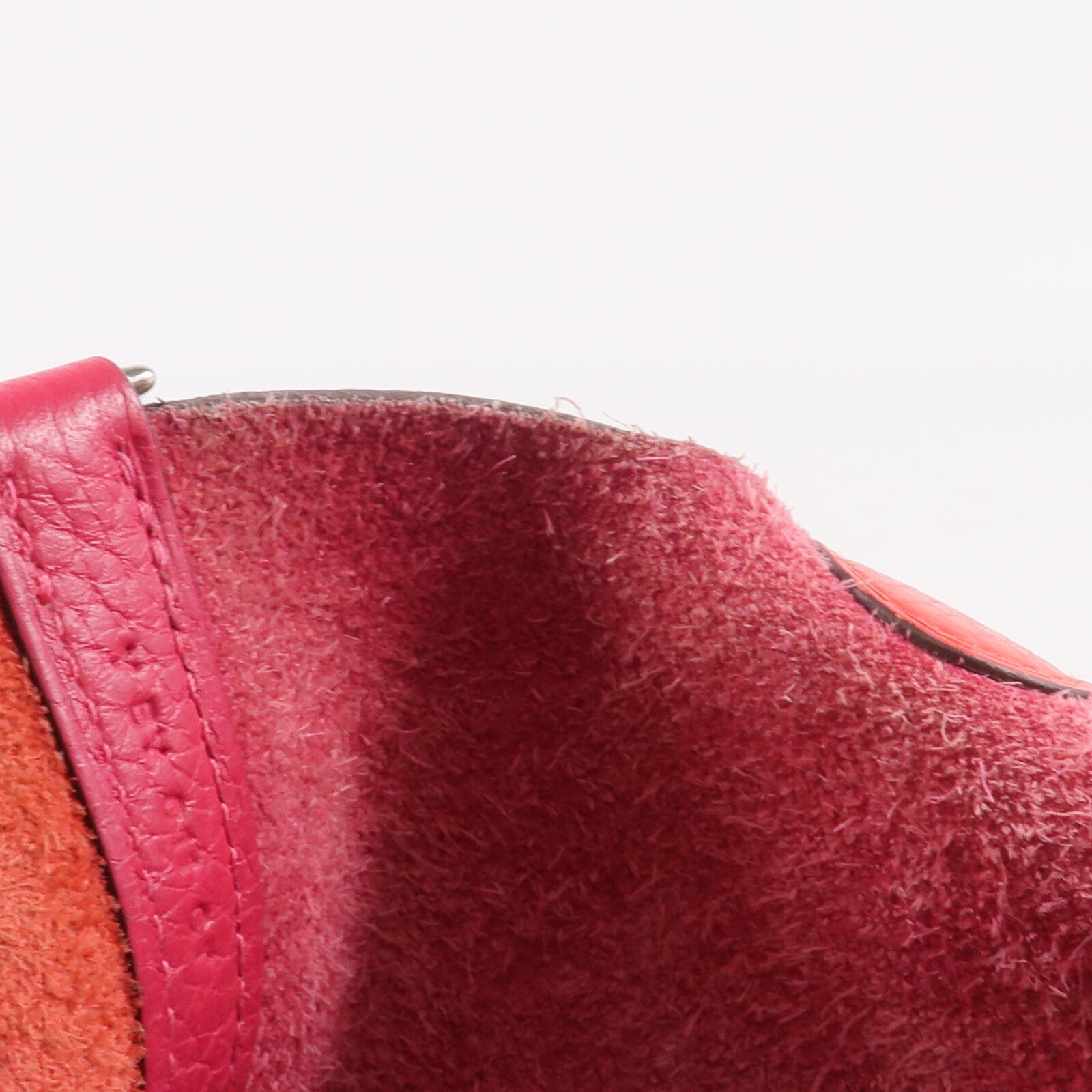 HERMES Clemence皮革Picotin PM銀扣手挽袋Rose Mexico/Rouge de Coeur