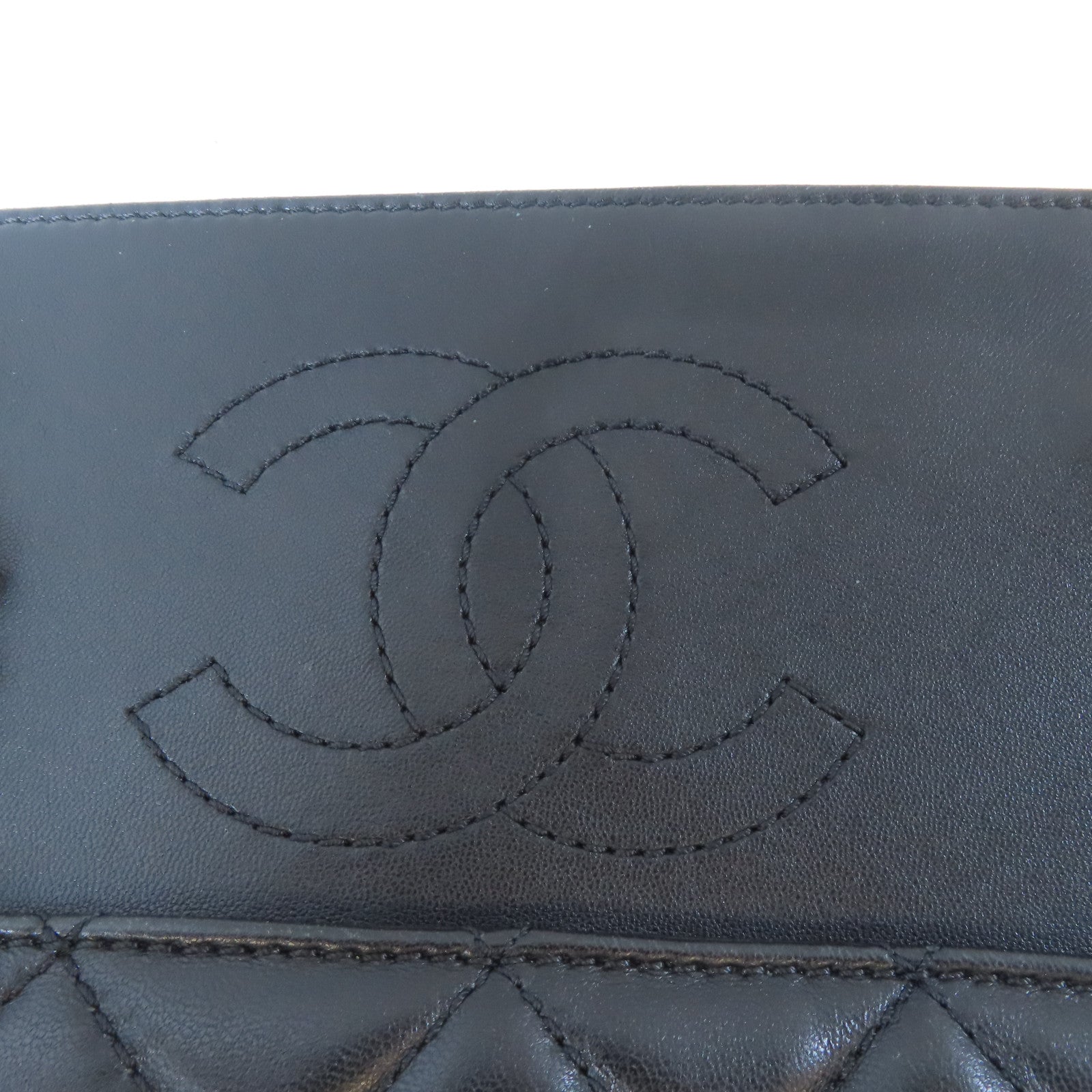 CHANEL 菱格羊皮皮革Shoulder Bag銀扣肩背袋黑色