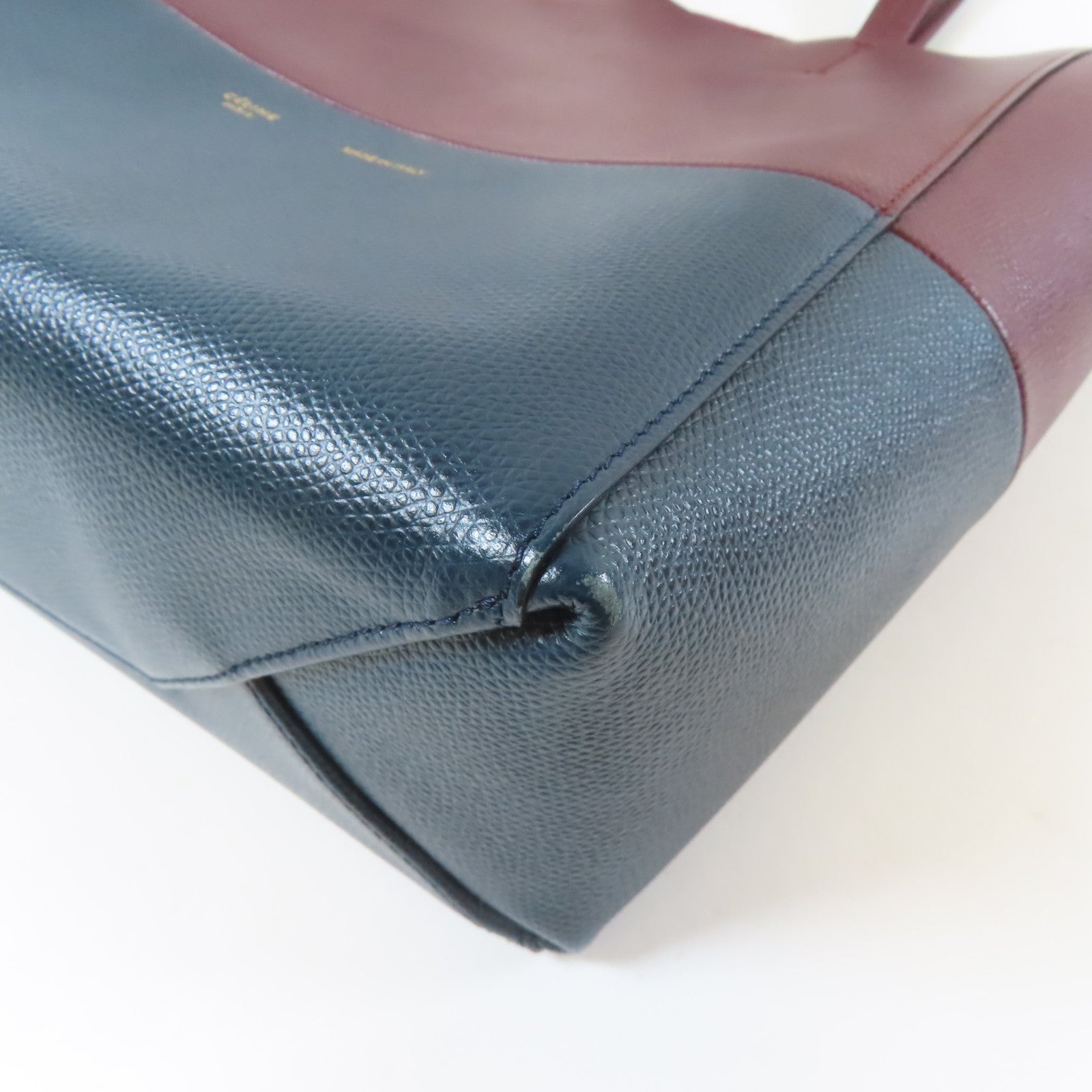 CELINE 【激減優惠】牛皮皮革Vertical Bi-Cabas Tote Bag金扣手挽肩背兩用袋紅色/深藍色