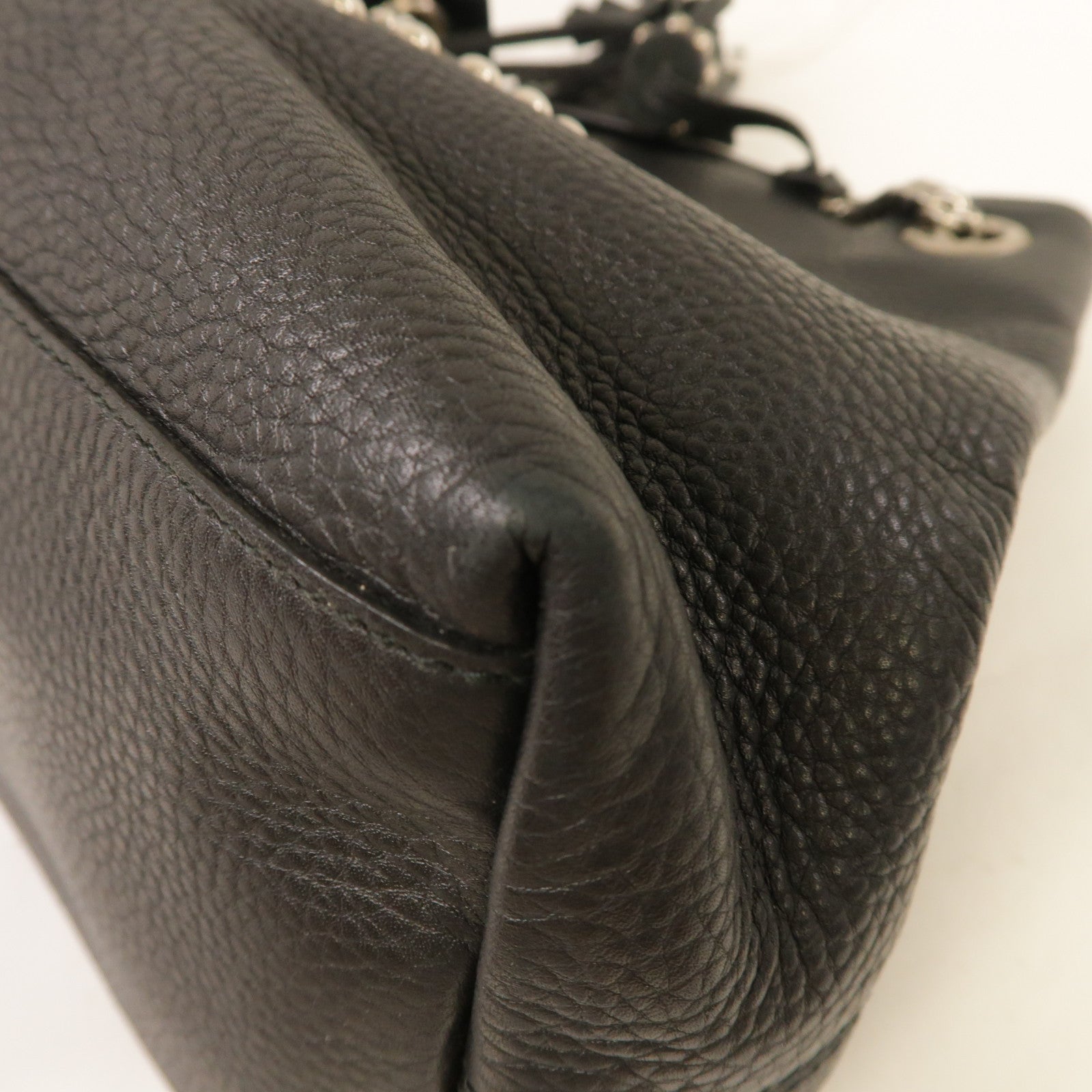 GUCCI 牛皮皮革Shoulder Bag銀扣鏈帶肩背袋黑色