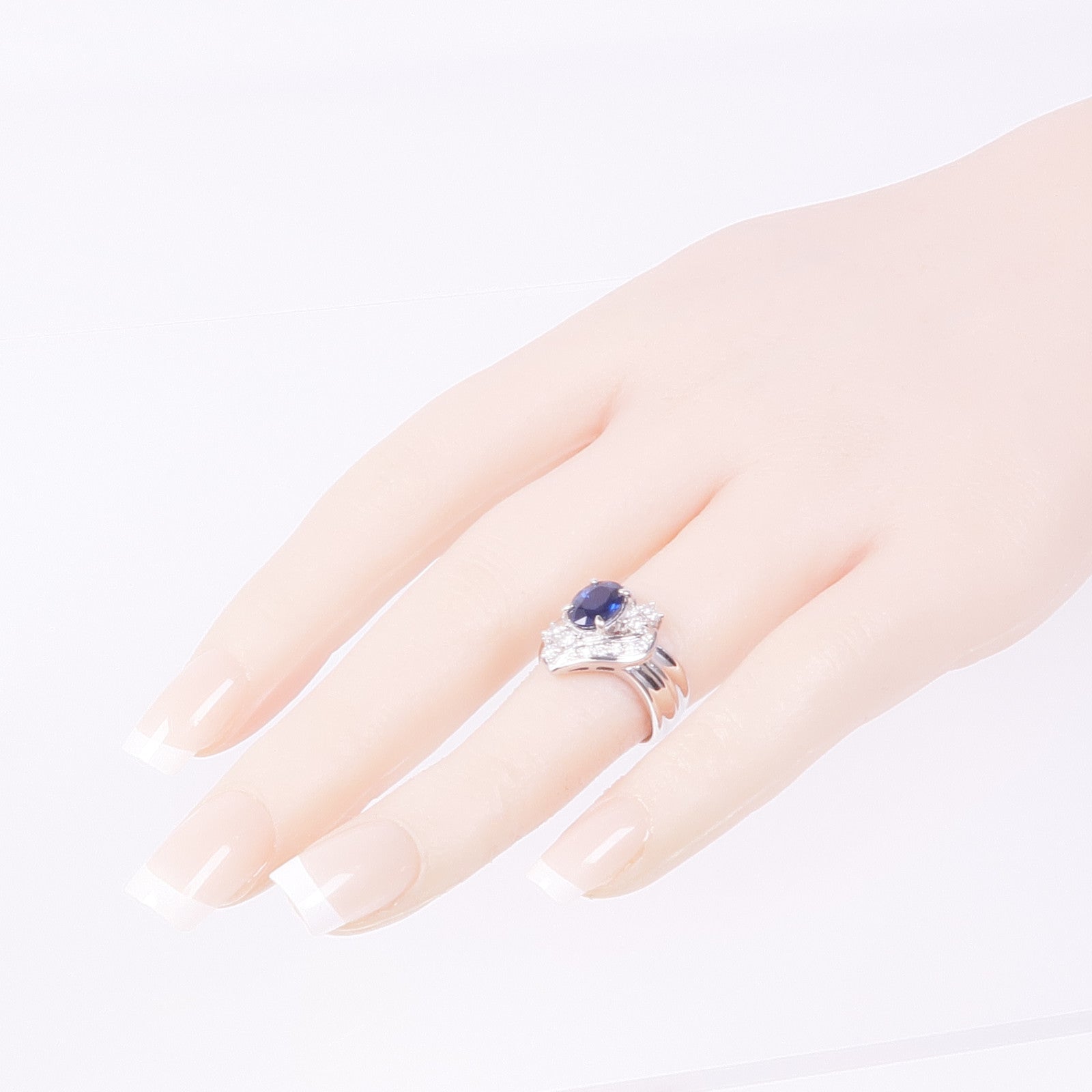 JEWELRY PT850鉑金Sapphire Diamond Ring藍寶石/鑽石戒指US#4.75