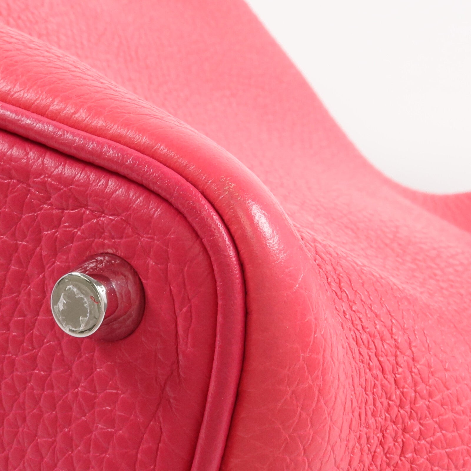 HERMES Clemence皮革Picotin PM銀扣手挽袋Rose Mexico/Rouge de Coeur