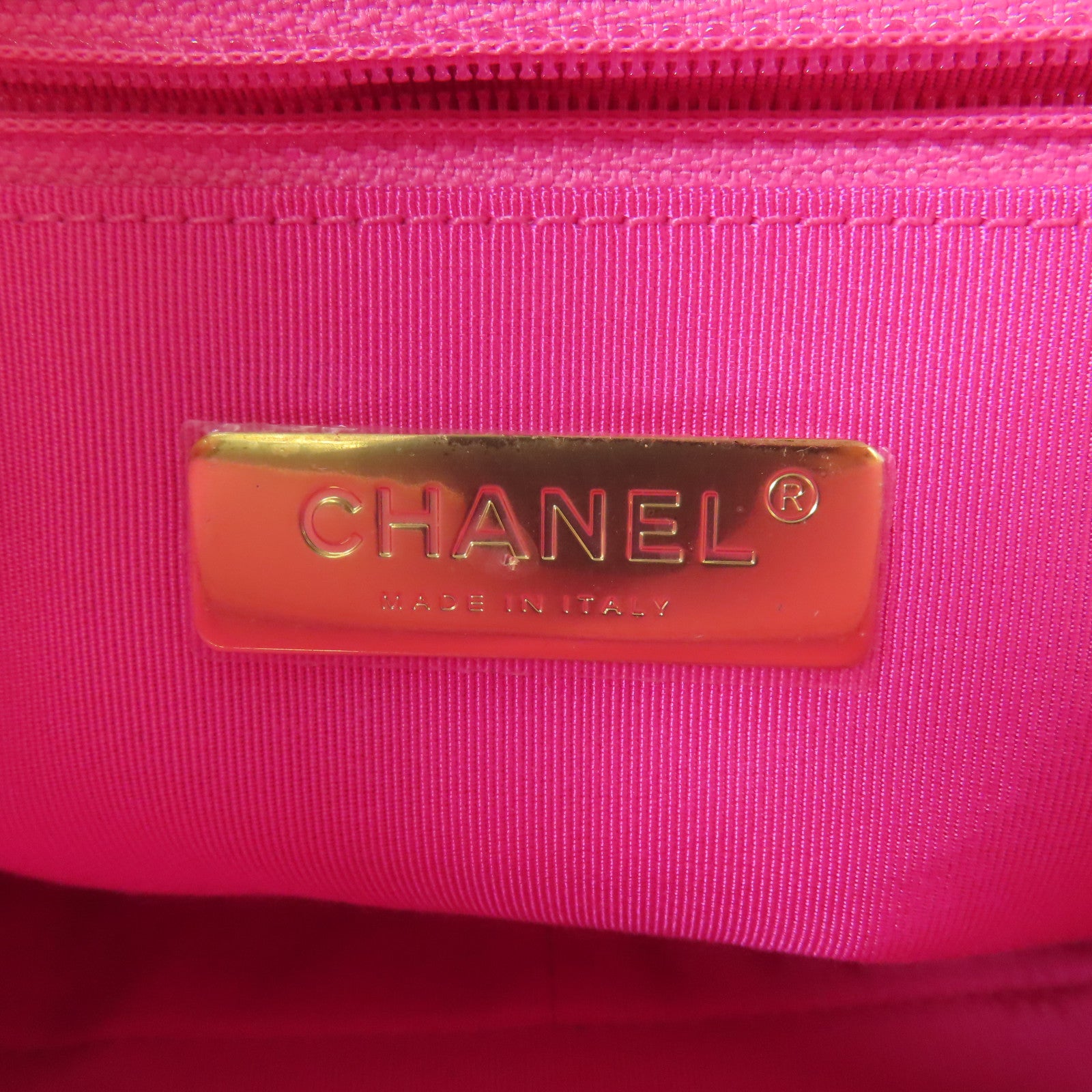 CHANEL 帆布Chanel 19金扣鏈帶手挽肩背兩用袋