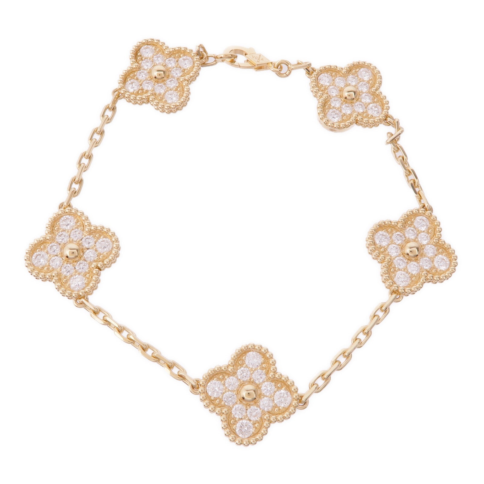Van Cleef & Arpels 18K黃金Vintage Alhambra Diamond Bracelet鑽石手鏈