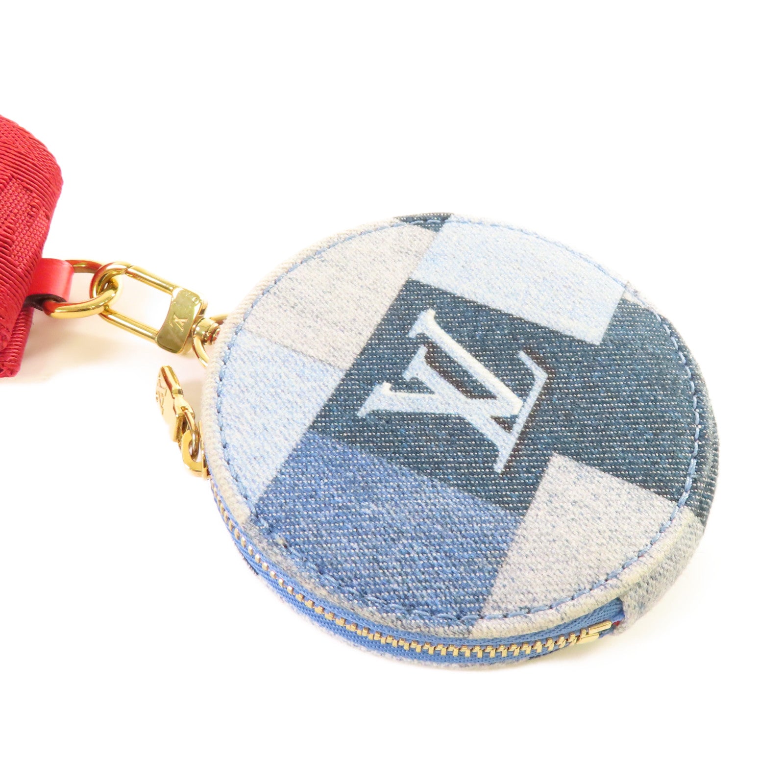 LOUIS VUITTON Monogram Denim Patchwork Multi Pochette Accessoires Shoulder Bag金扣肩背袋藍色/紅色