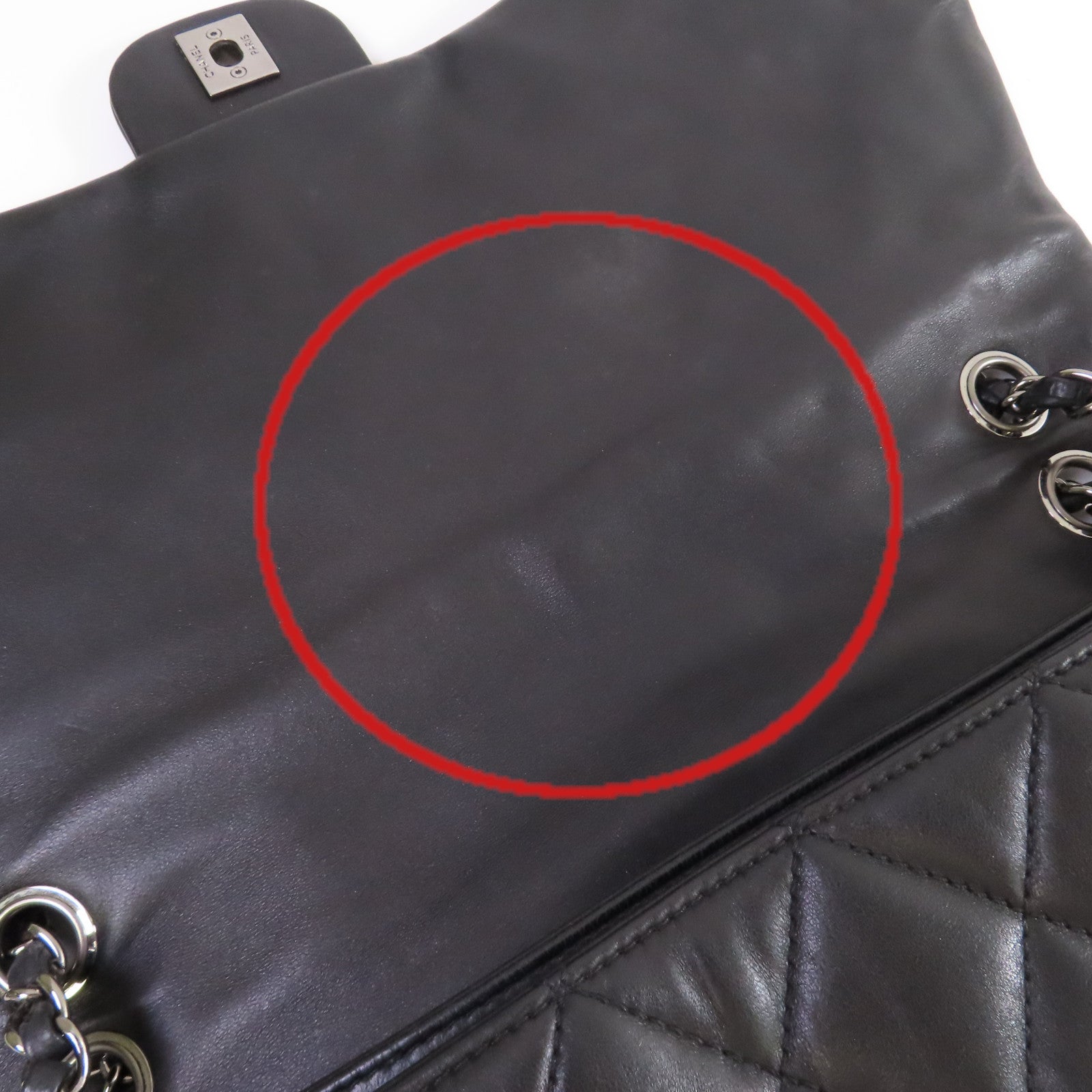 CHANEL 菱格牛皮皮革Chain Shoulder Bag銀扣鏈帶肩背袋黑色