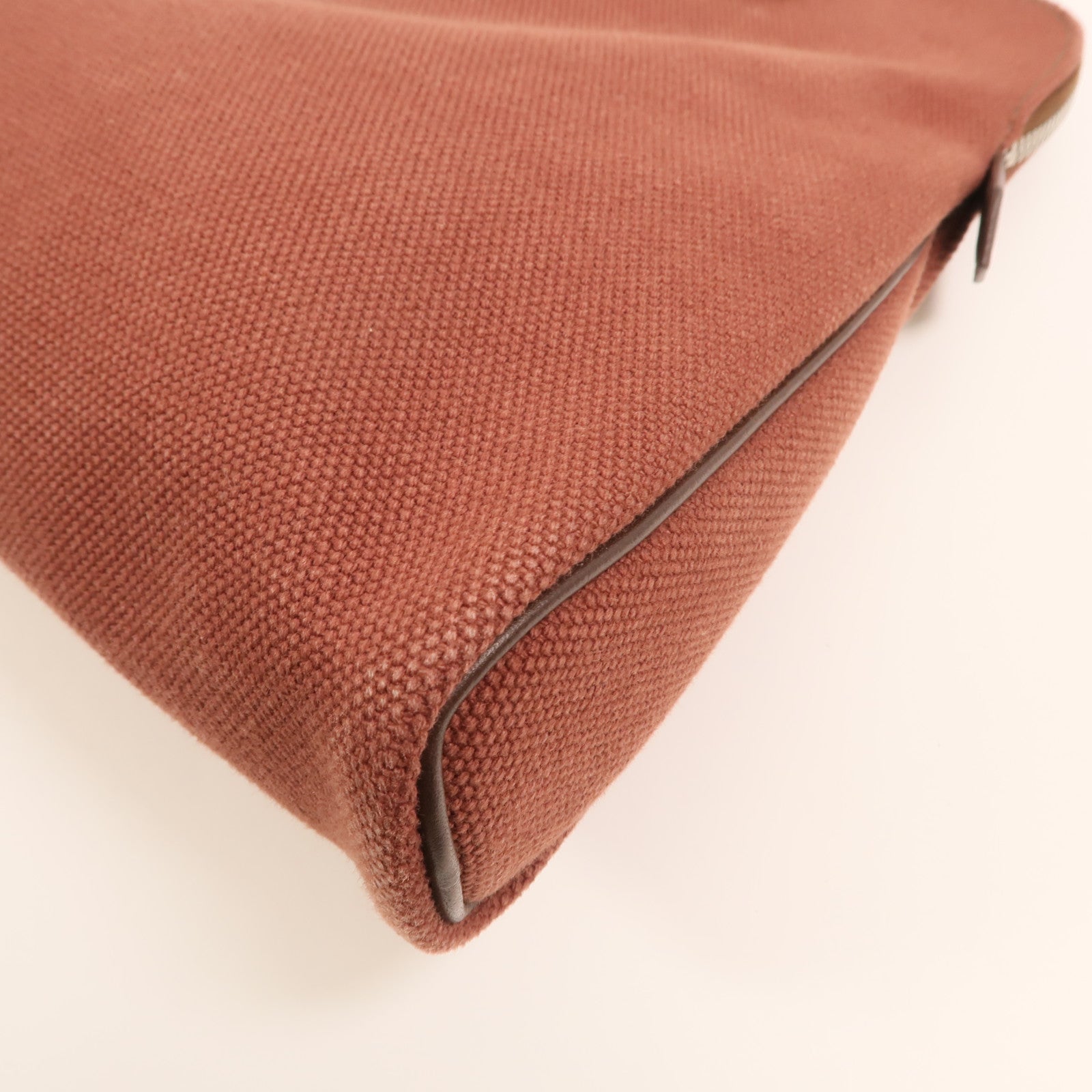 HERMES 帆布Heeboo Bag銀扣手挽袋Bordeaux