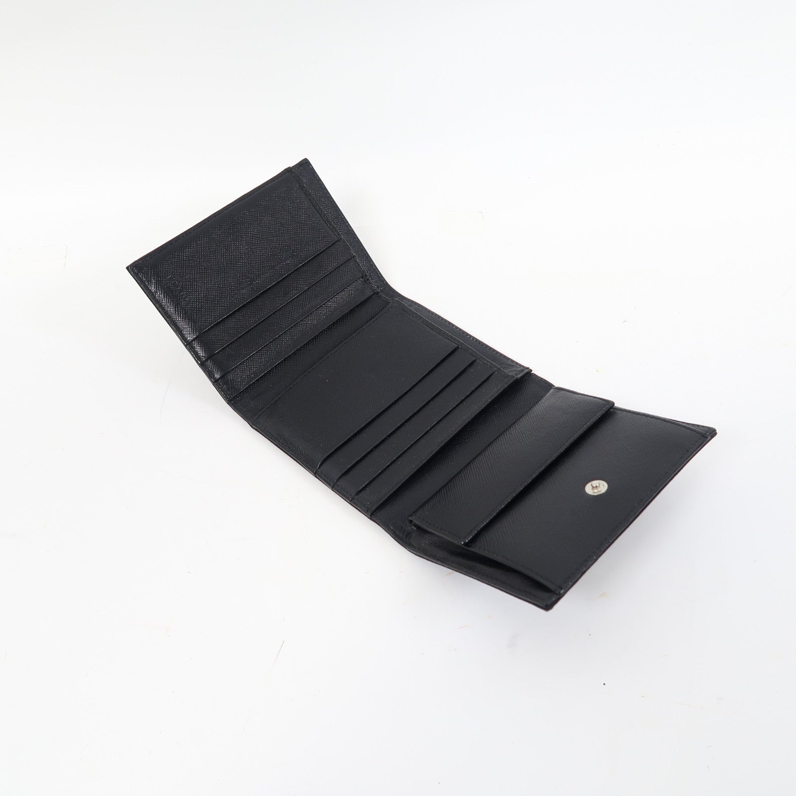 PRADA 尼龍Fold Wallet銀扣錢包黑色