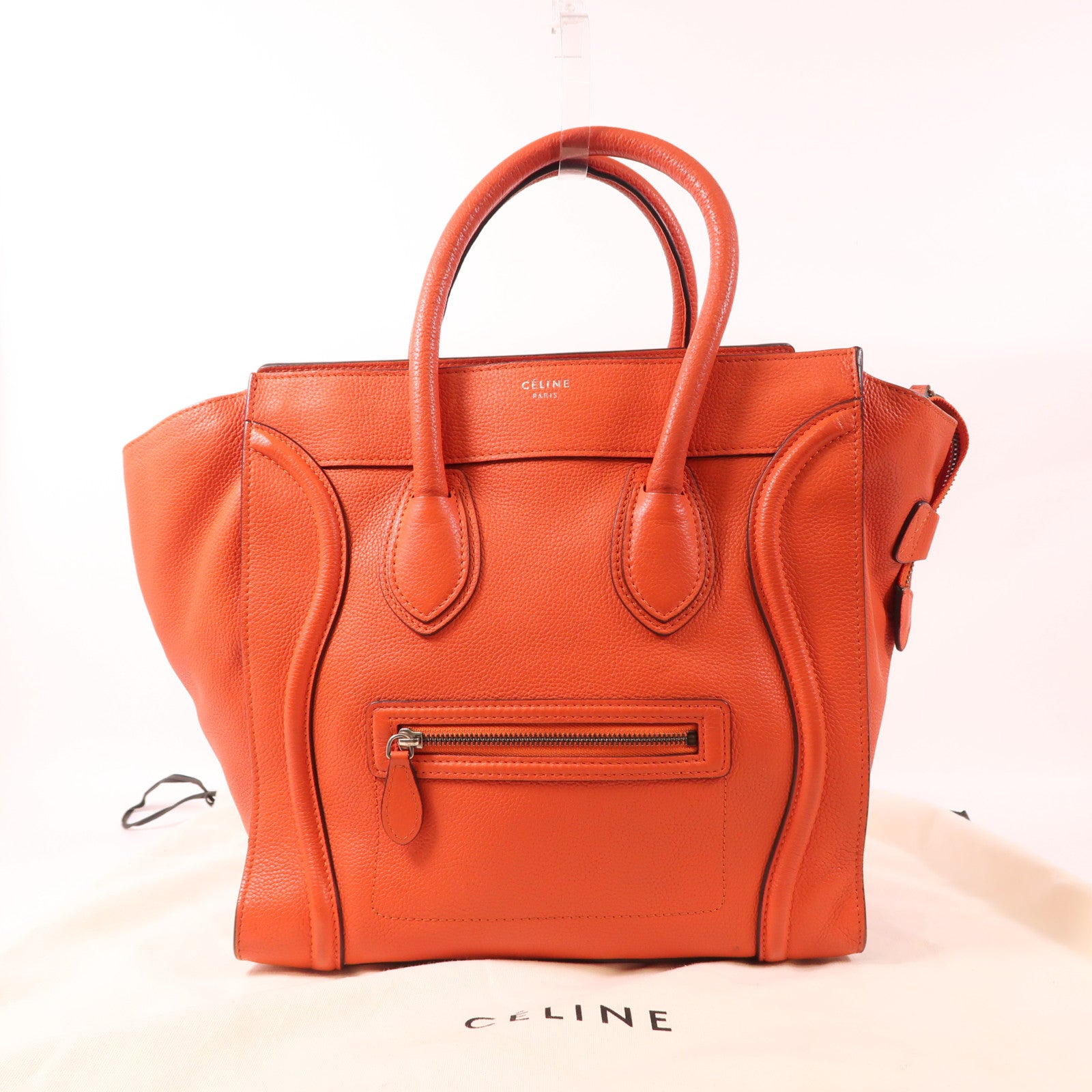 CELINE 牛皮皮革Mini Luggage銀扣手挽袋
