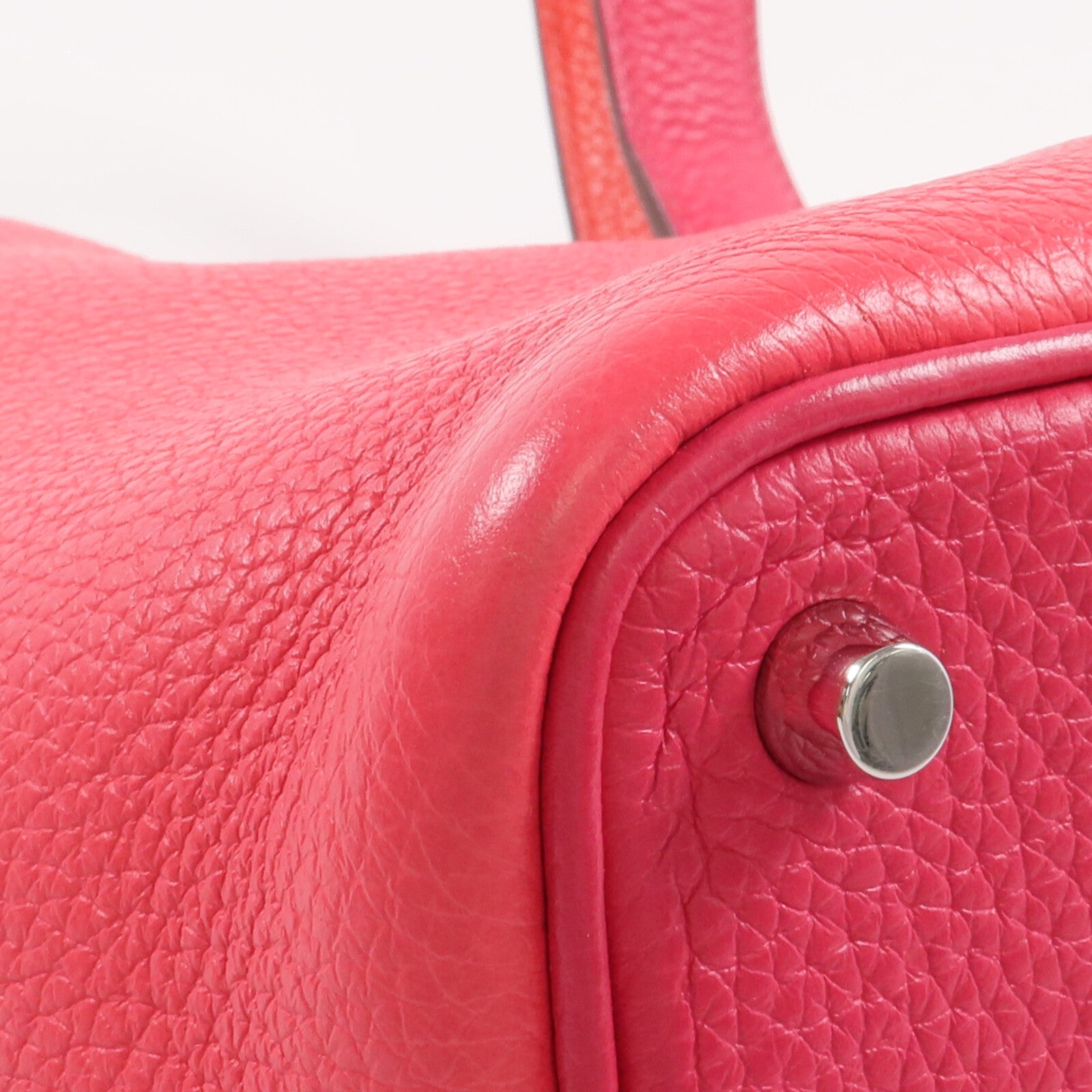 HERMES Clemence皮革Picotin PM銀扣手挽袋Rose Mexico/Rouge de Coeur