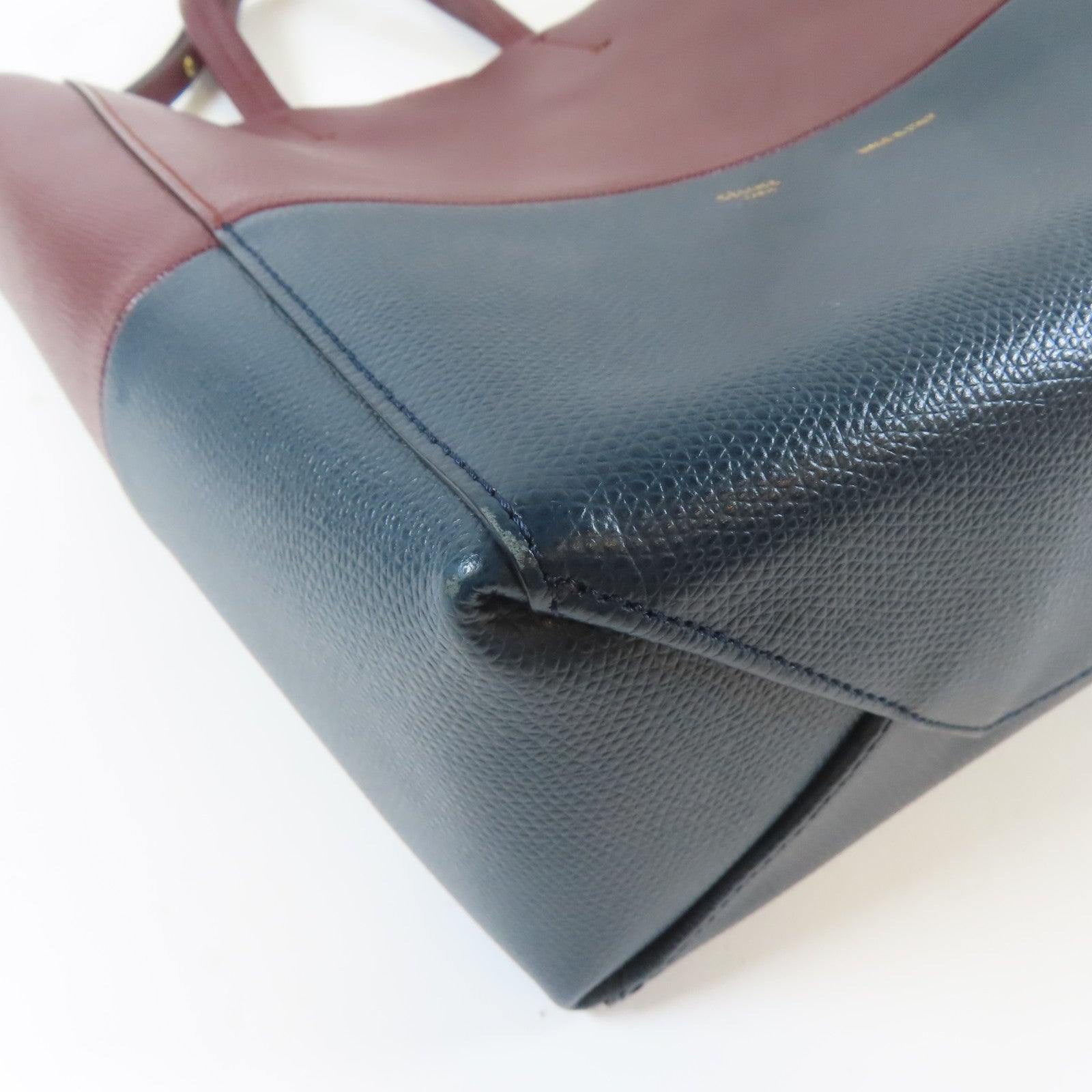 CELINE 【激減優惠】牛皮皮革Vertical Bi-Cabas Tote Bag金扣手挽肩背兩用袋紅色/深藍色