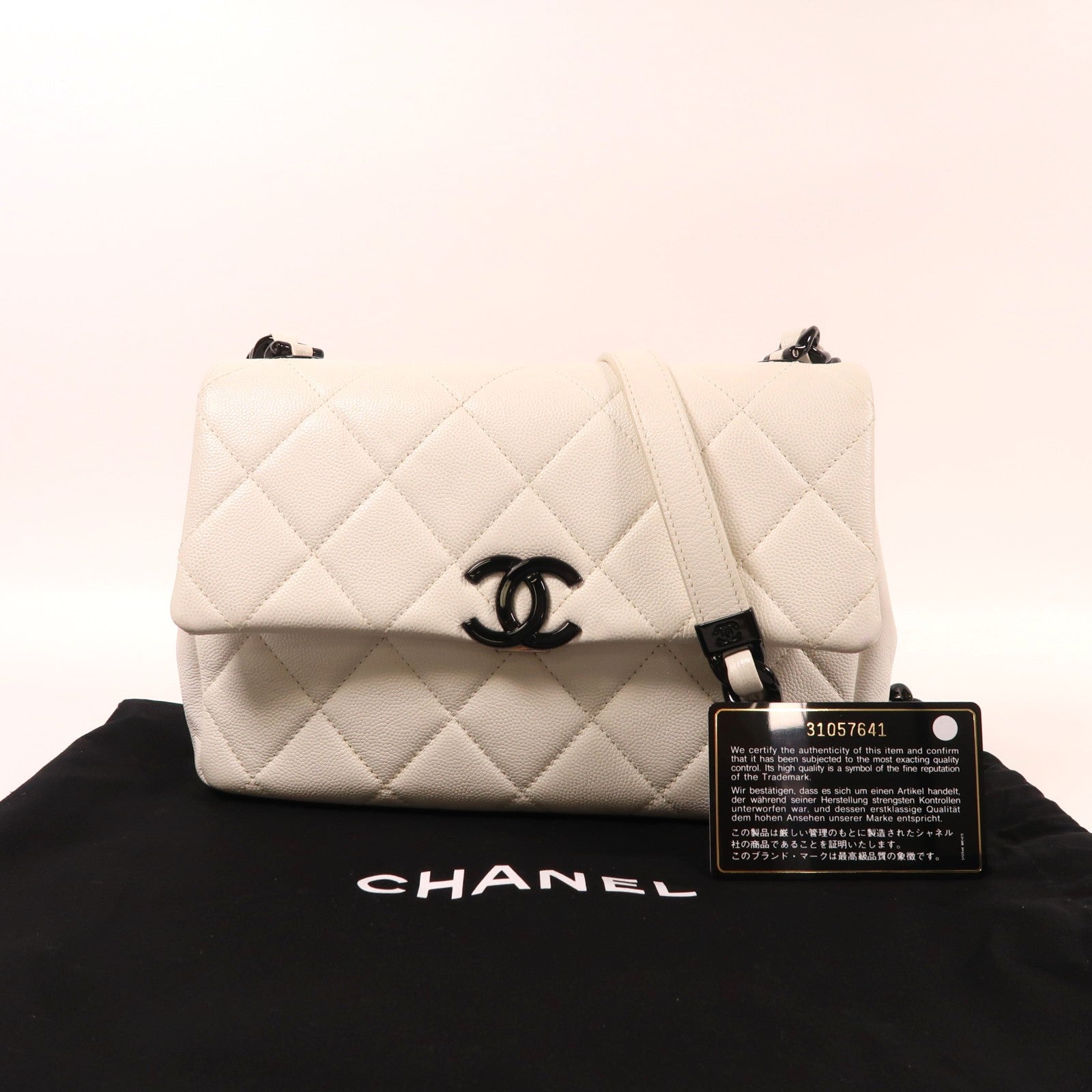 CHANEL 牛皮皮革Matelasse Small Flap Chain鏈帶肩背袋白色