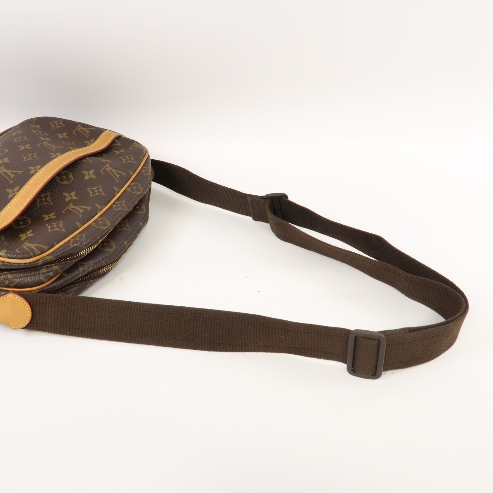 LOUIS VUITTON Monogram Reporter PM金扣肩背袋啡色