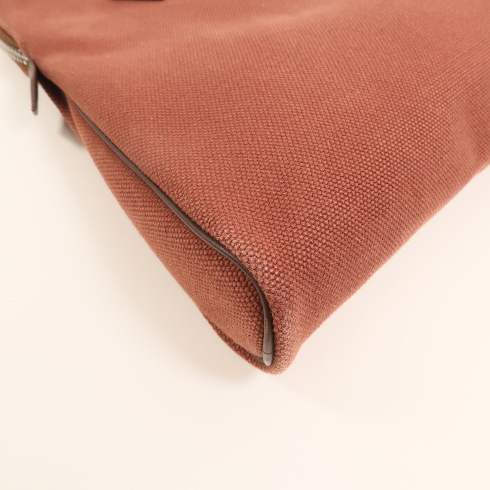 HERMES 帆布Heeboo Bag銀扣手挽袋Bordeaux