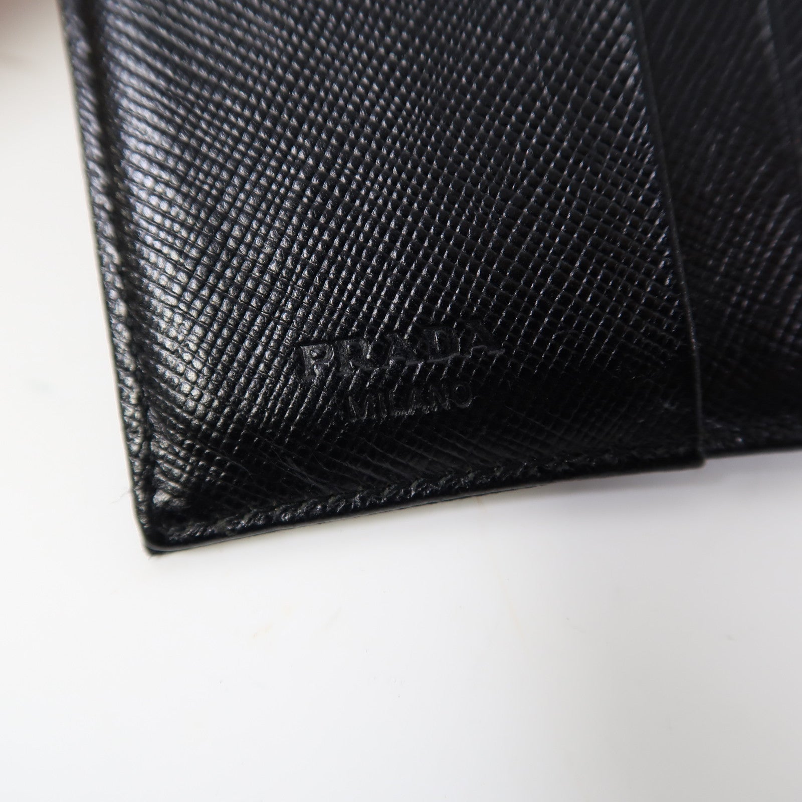 PRADA 尼龍Fold Wallet銀扣錢包黑色