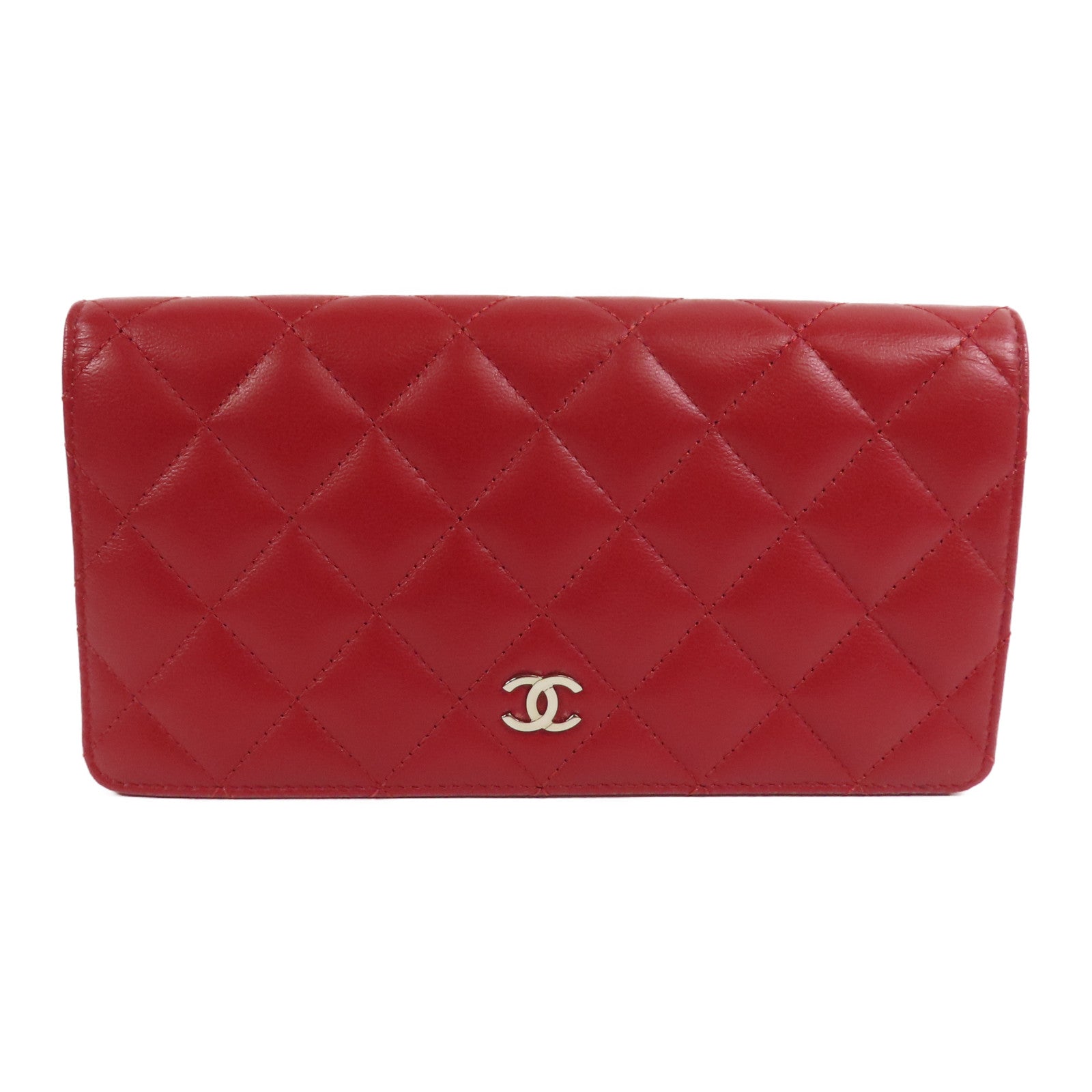 CHANEL 羊皮皮革Long Wallet銀扣長錢包