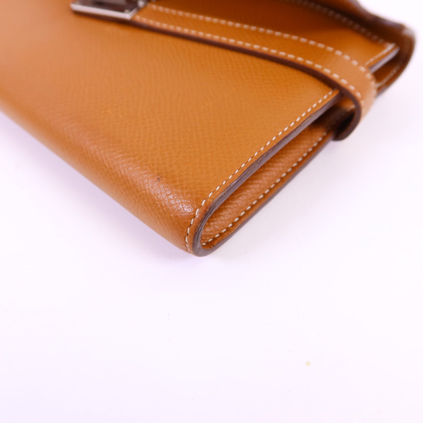 HERMES Epsom皮革Kelly Wallet銀扣長錢包Gold