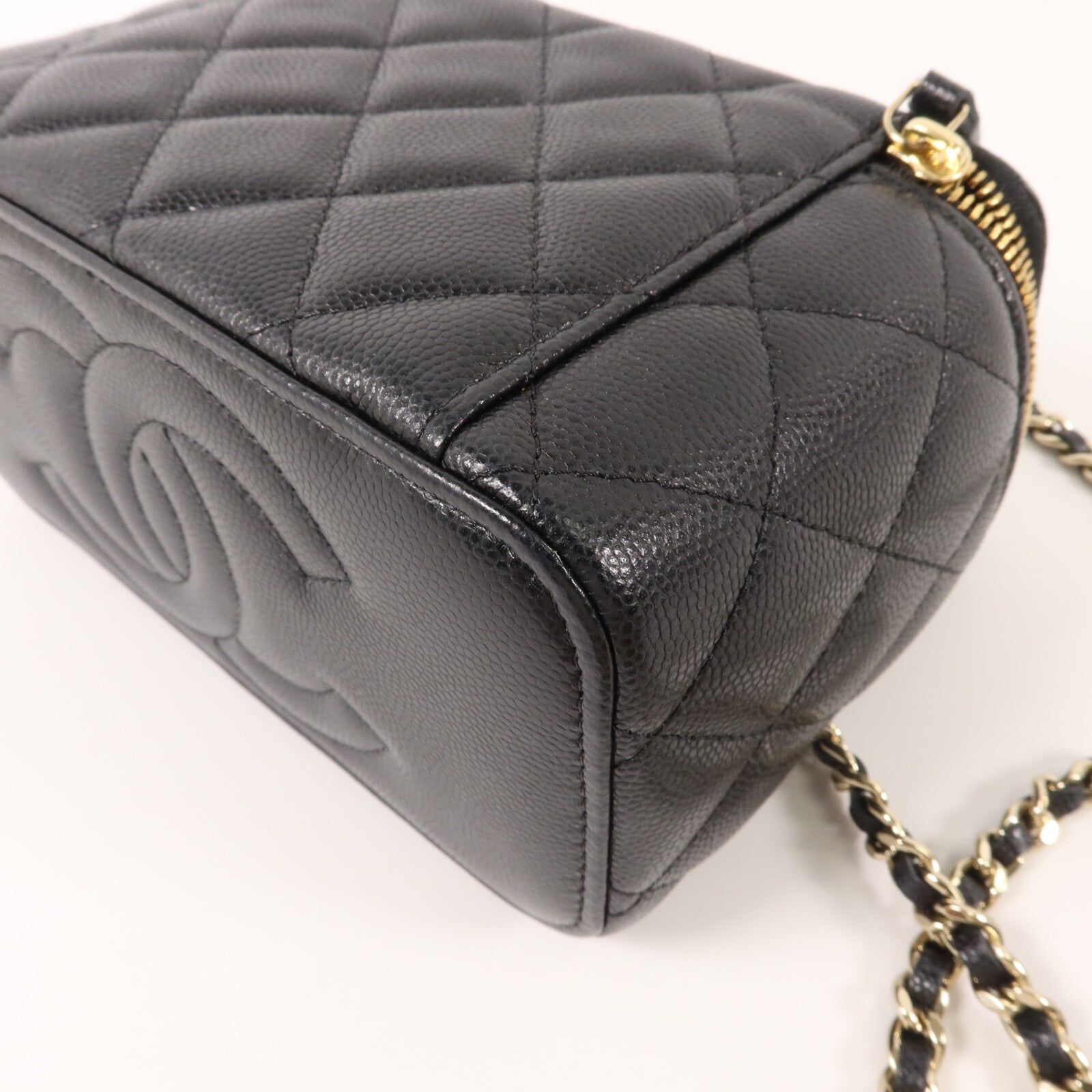 CHANEL 牛皮皮革CC Vanity Case With Crystal鏈帶肩背袋