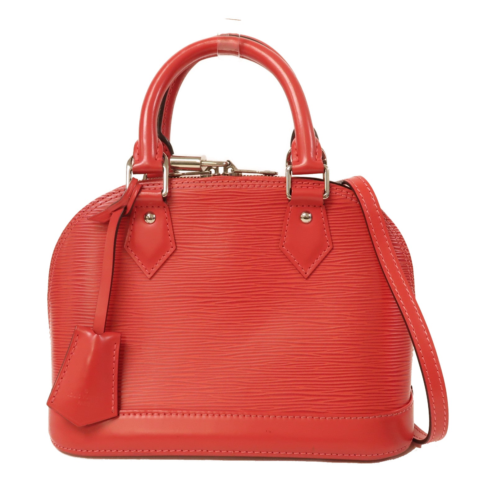 LOUIS VUITTON Epi Alma BB銀扣手挽肩背兩用袋紅色