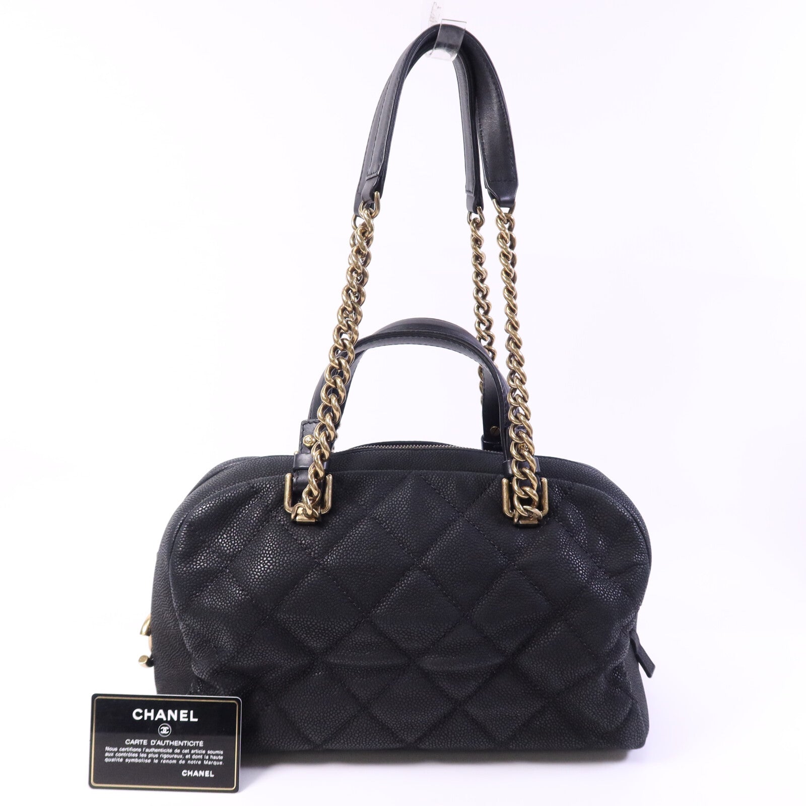 CHANEL 牛皮皮革2 Way Shoulder Bag金扣鏈帶手挽肩背兩用袋