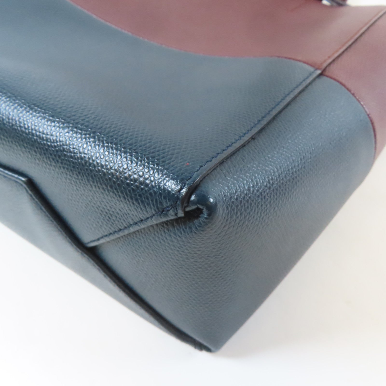CELINE 【激減優惠】牛皮皮革Vertical Bi-Cabas Tote Bag金扣手挽肩背兩用袋紅色/深藍色