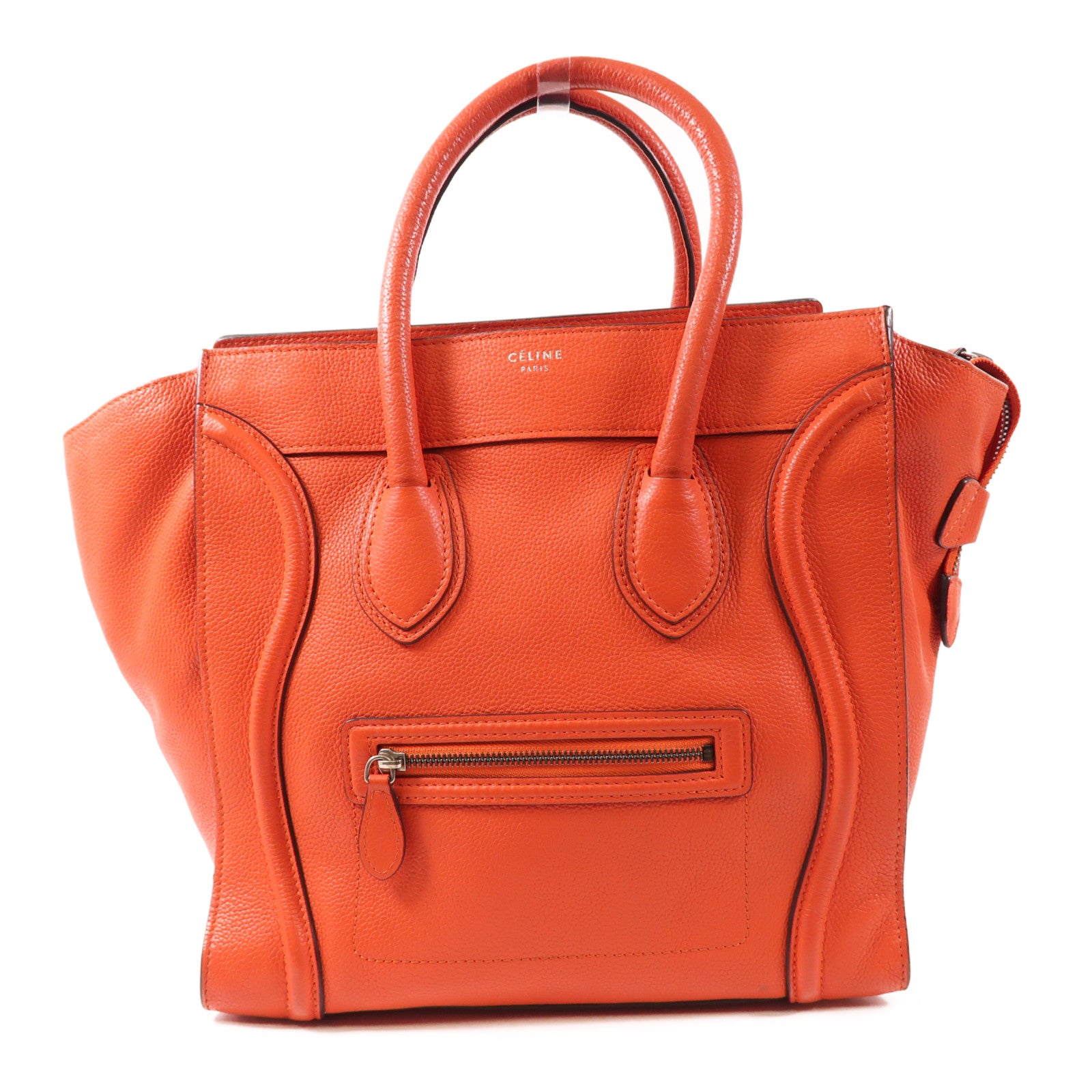 CELINE 牛皮皮革Mini Luggage銀扣手挽袋