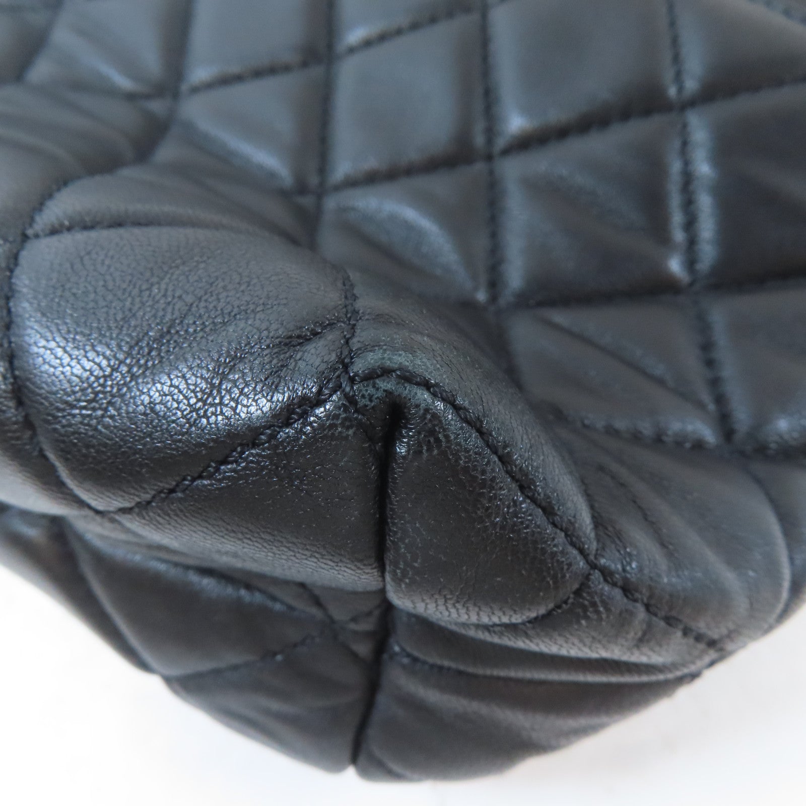 CHANEL 菱格羊皮皮革Shoulder Bag銀扣肩背袋黑色