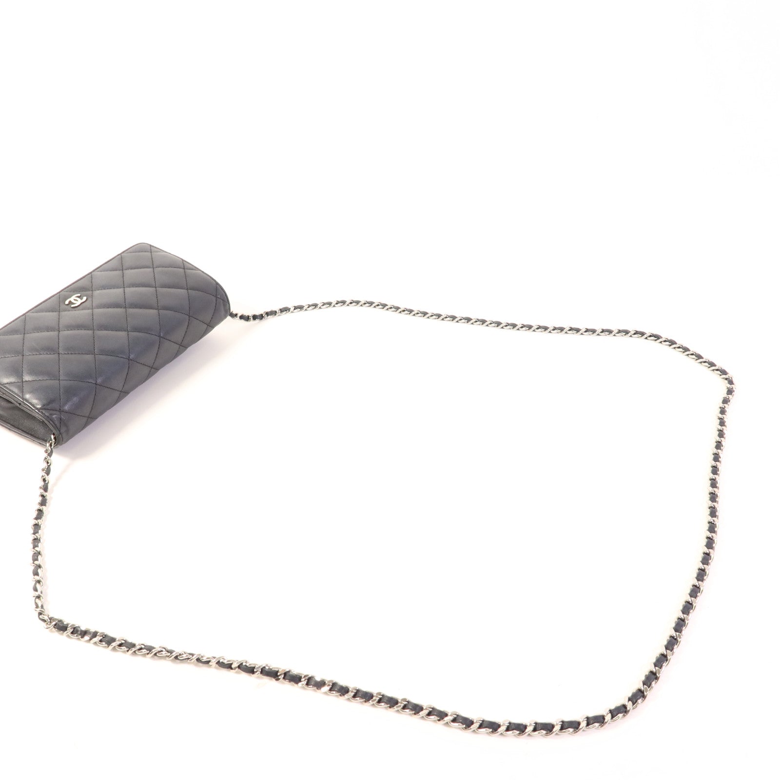 CHANEL 皮革WOC Wallet On Chain銀扣鏈帶肩背袋