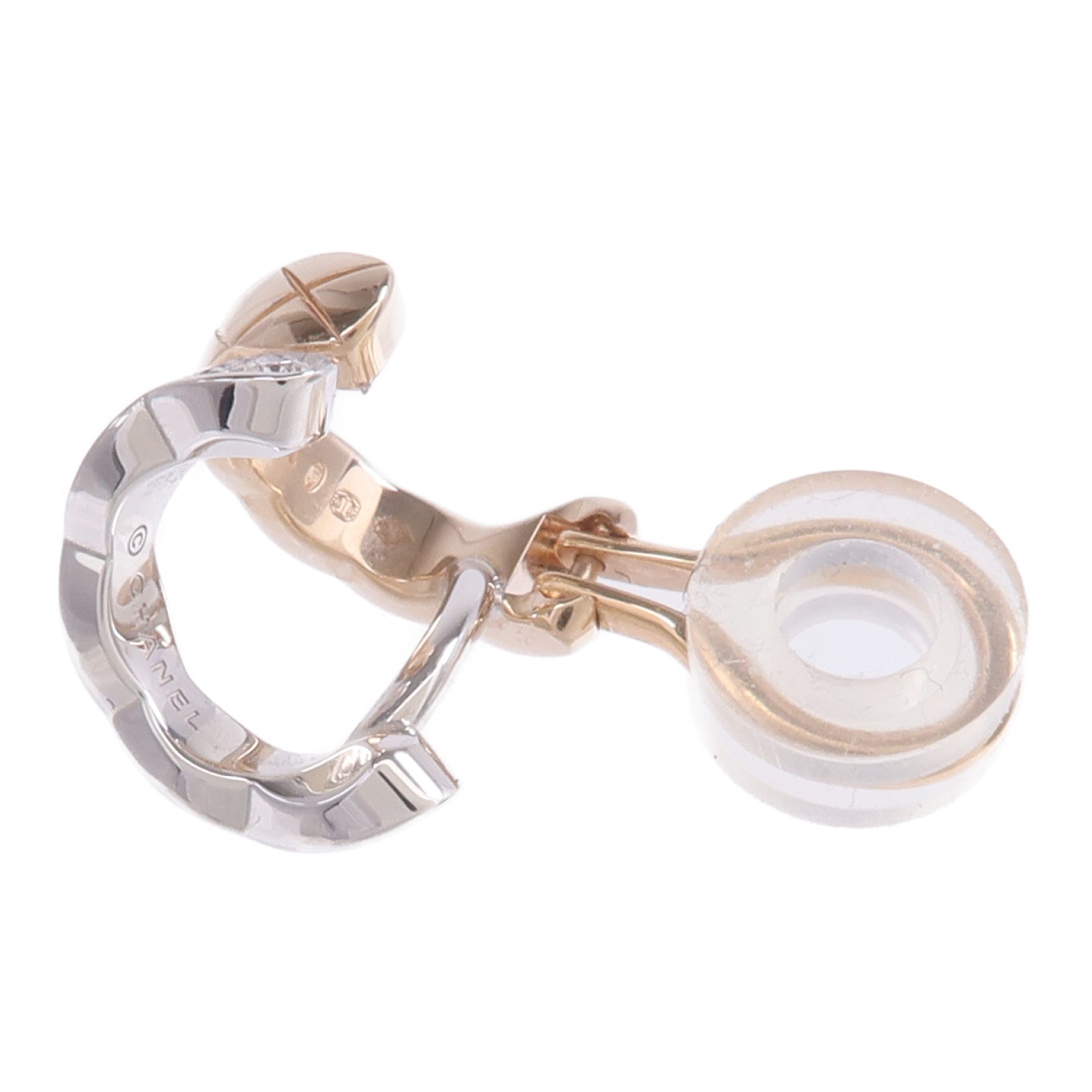 CHANEL 18K白金/玫瑰金Coco Crush Earring Cilp鑽石耳環