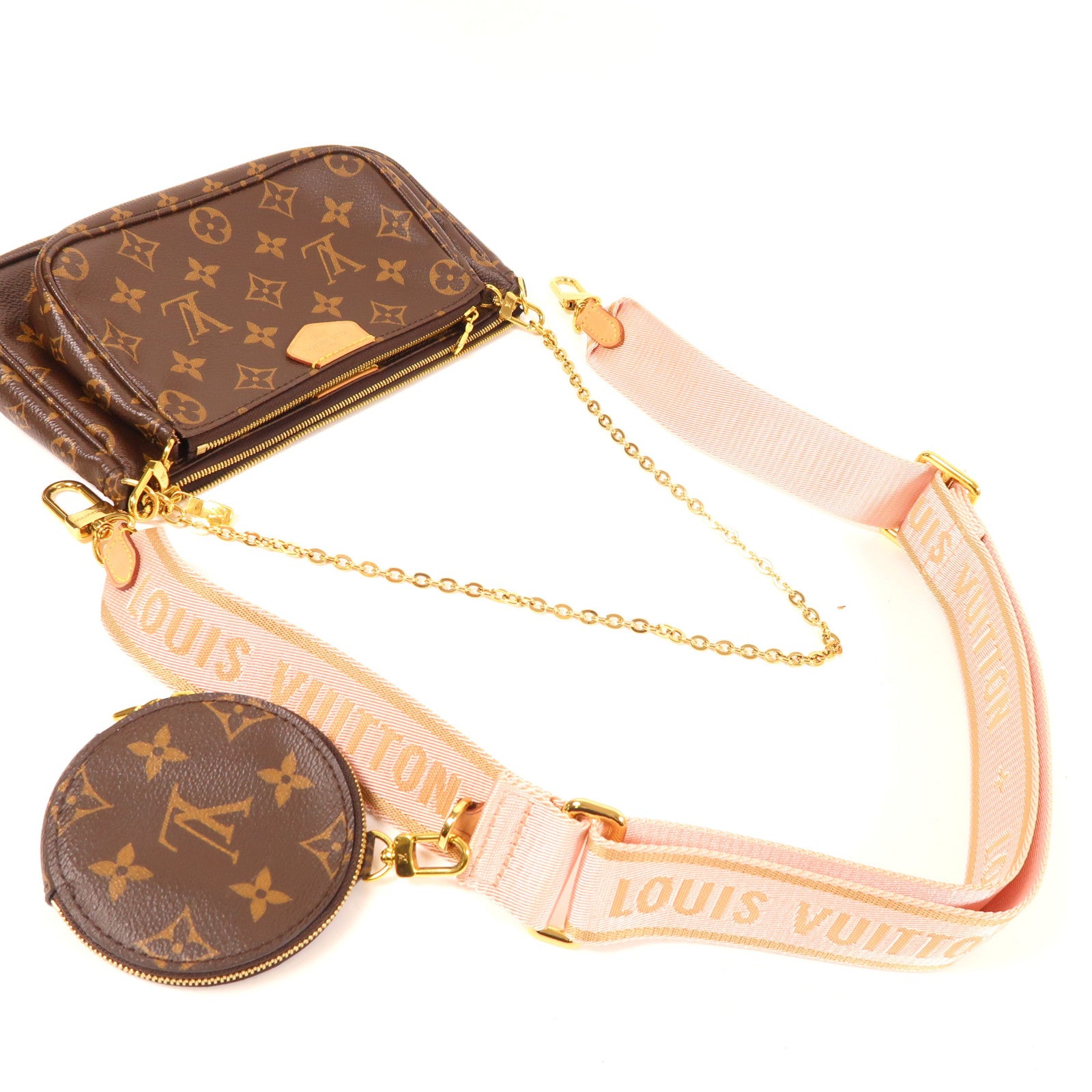 LOUIS VUITTON Monogram Multi Pochette Accessoires金扣手挽肩背兩用袋