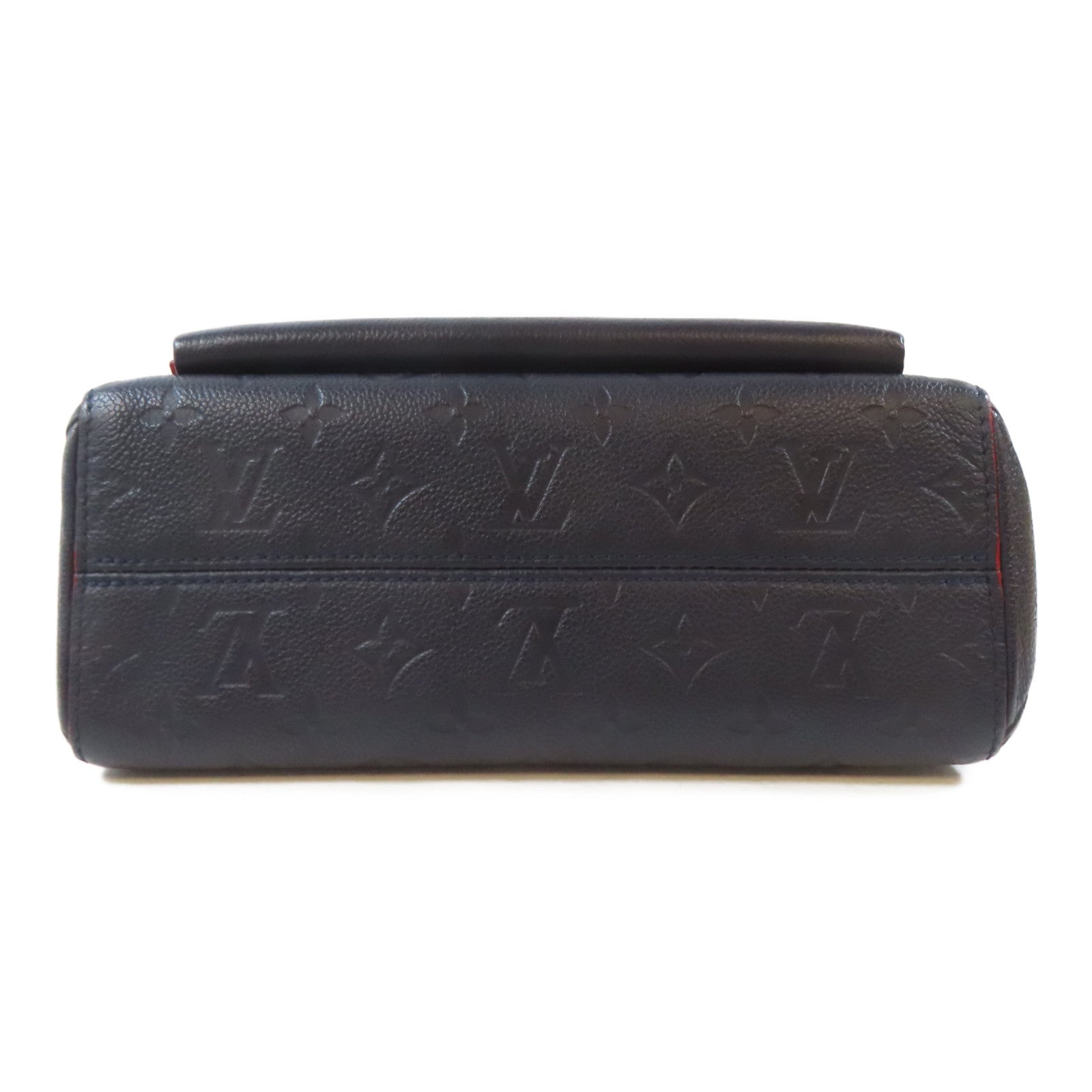 LOUIS VUITTON Monogram Empreinte Vavin PM金扣鏈帶肩背袋深藍色