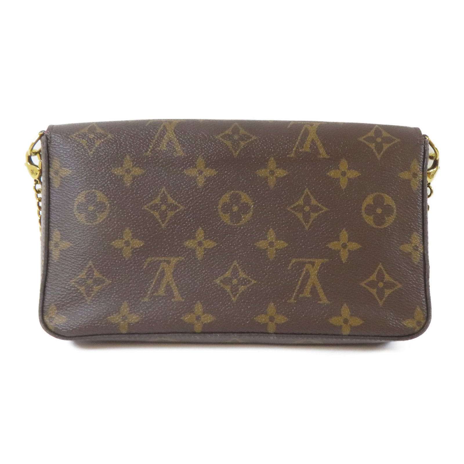 LOUIS VUITTON Monogram Pochette Felicie金扣鏈帶肩背袋啡色