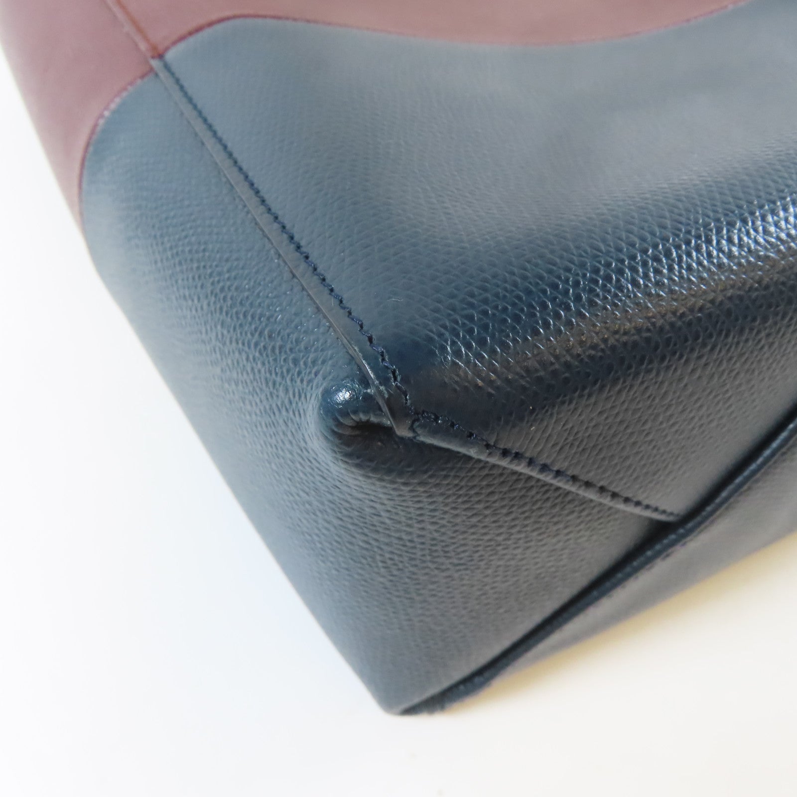 CELINE 【激減優惠】牛皮皮革Vertical Bi-Cabas Tote Bag金扣手挽肩背兩用袋紅色/深藍色