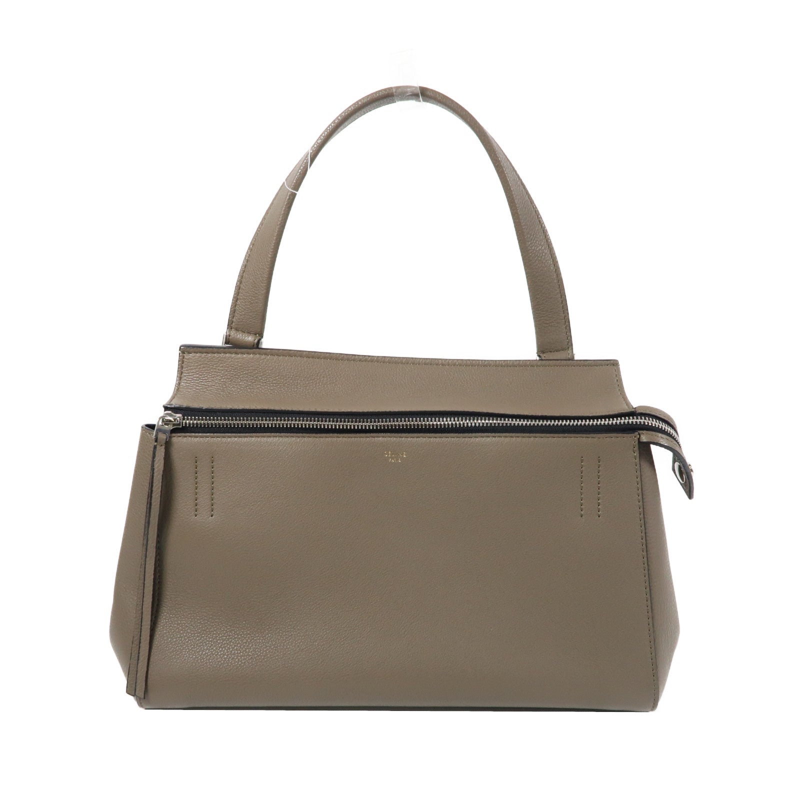 CELINE 【激減優惠】牛皮皮革Shoulder Bag銀扣肩背袋灰色
