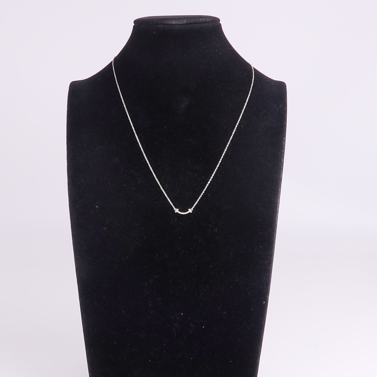 TIFFANY＆CO 18K白金T Smile Necklace鑽石項鍊