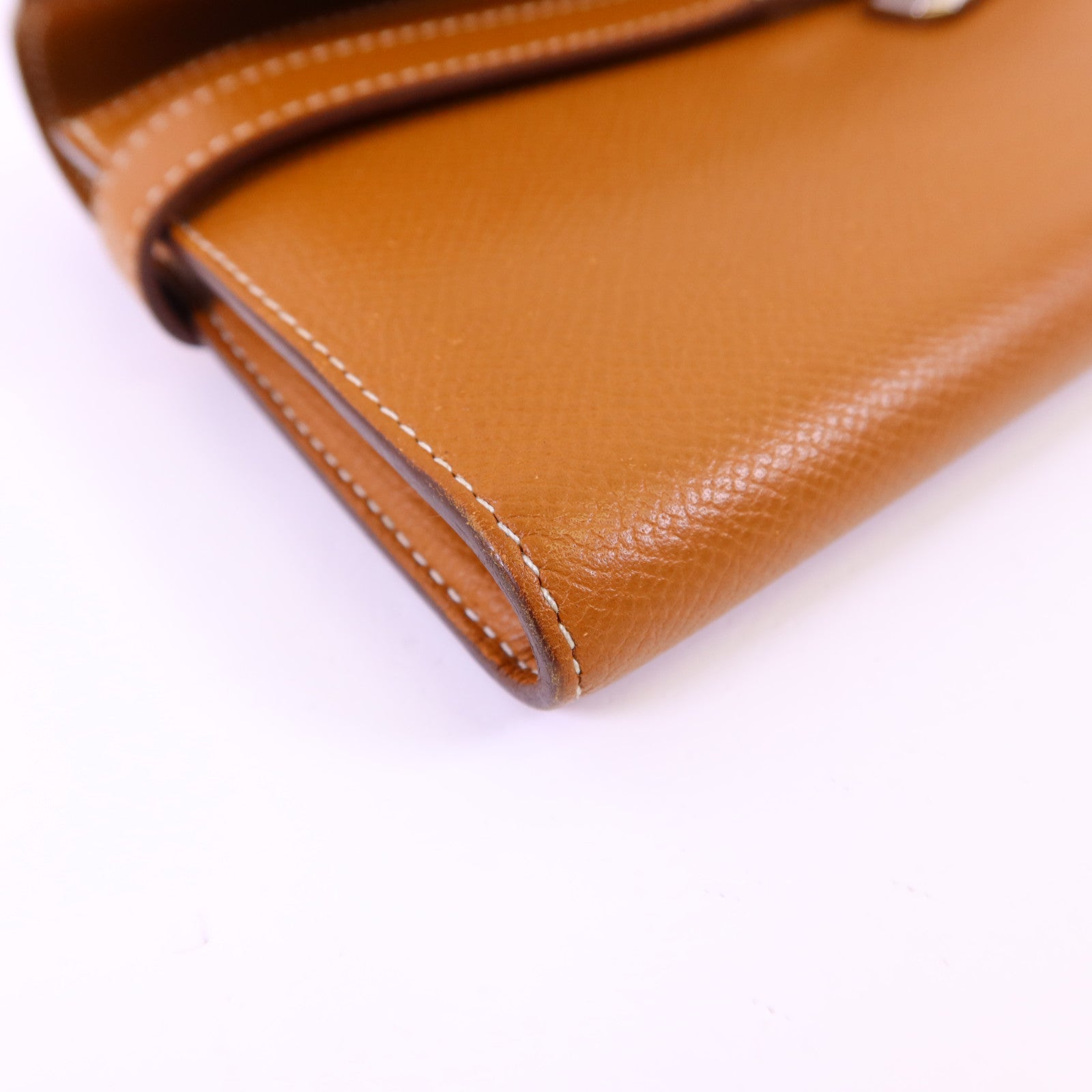 HERMES Epsom皮革Kelly Wallet銀扣長錢包Gold