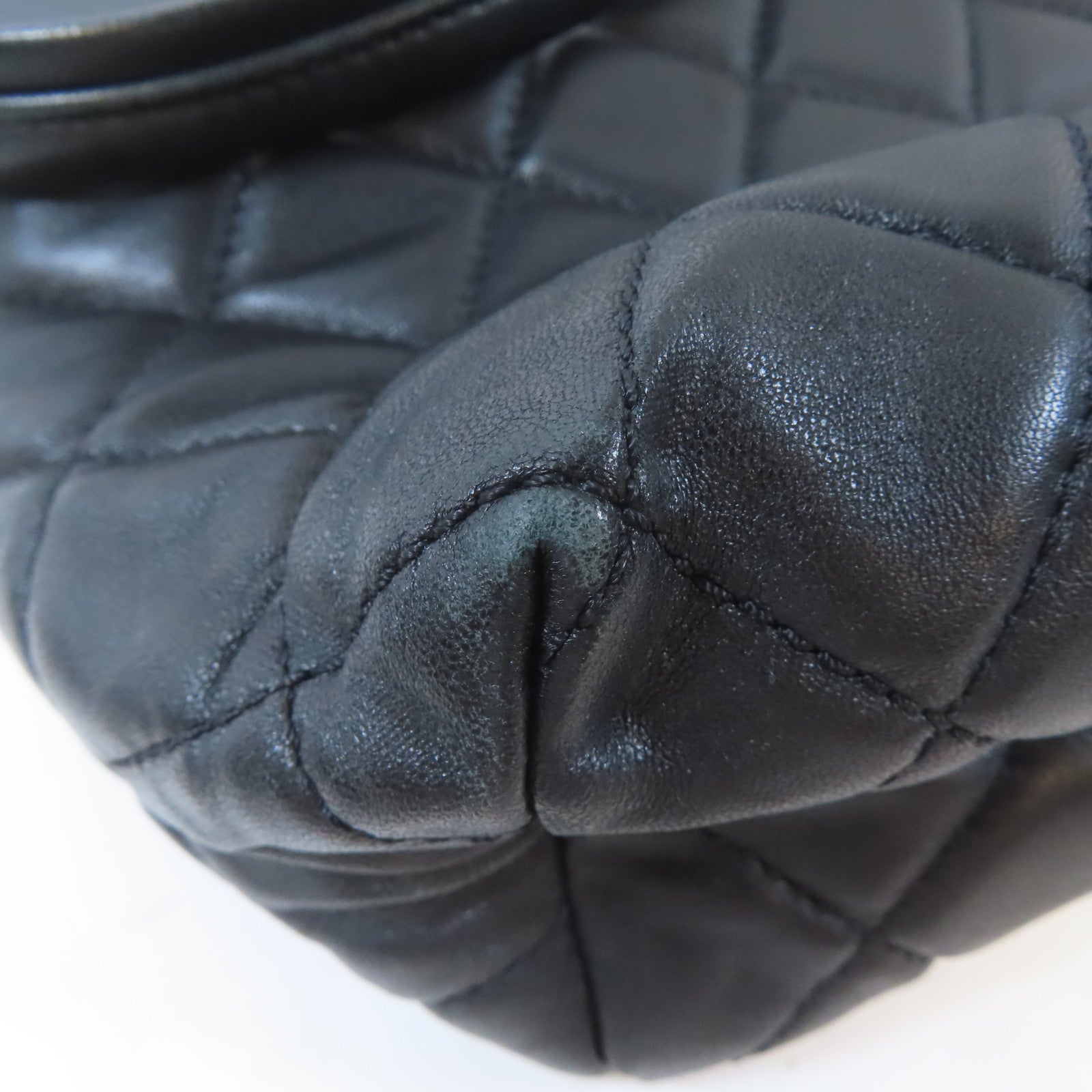 CHANEL 菱格羊皮皮革Shoulder Bag銀扣肩背袋黑色