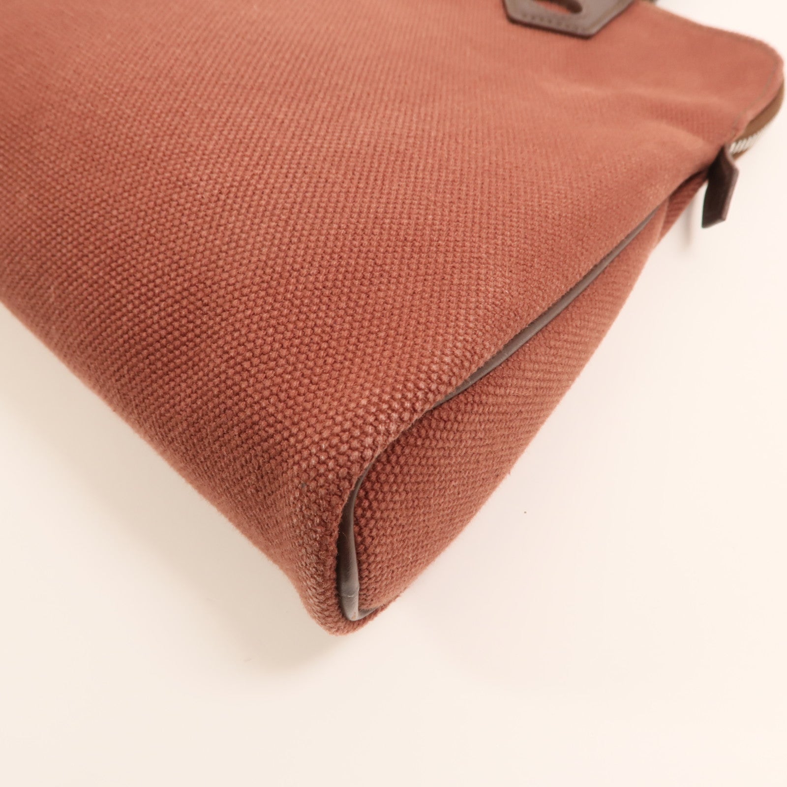 HERMES 帆布Heeboo Bag銀扣手挽袋Bordeaux
